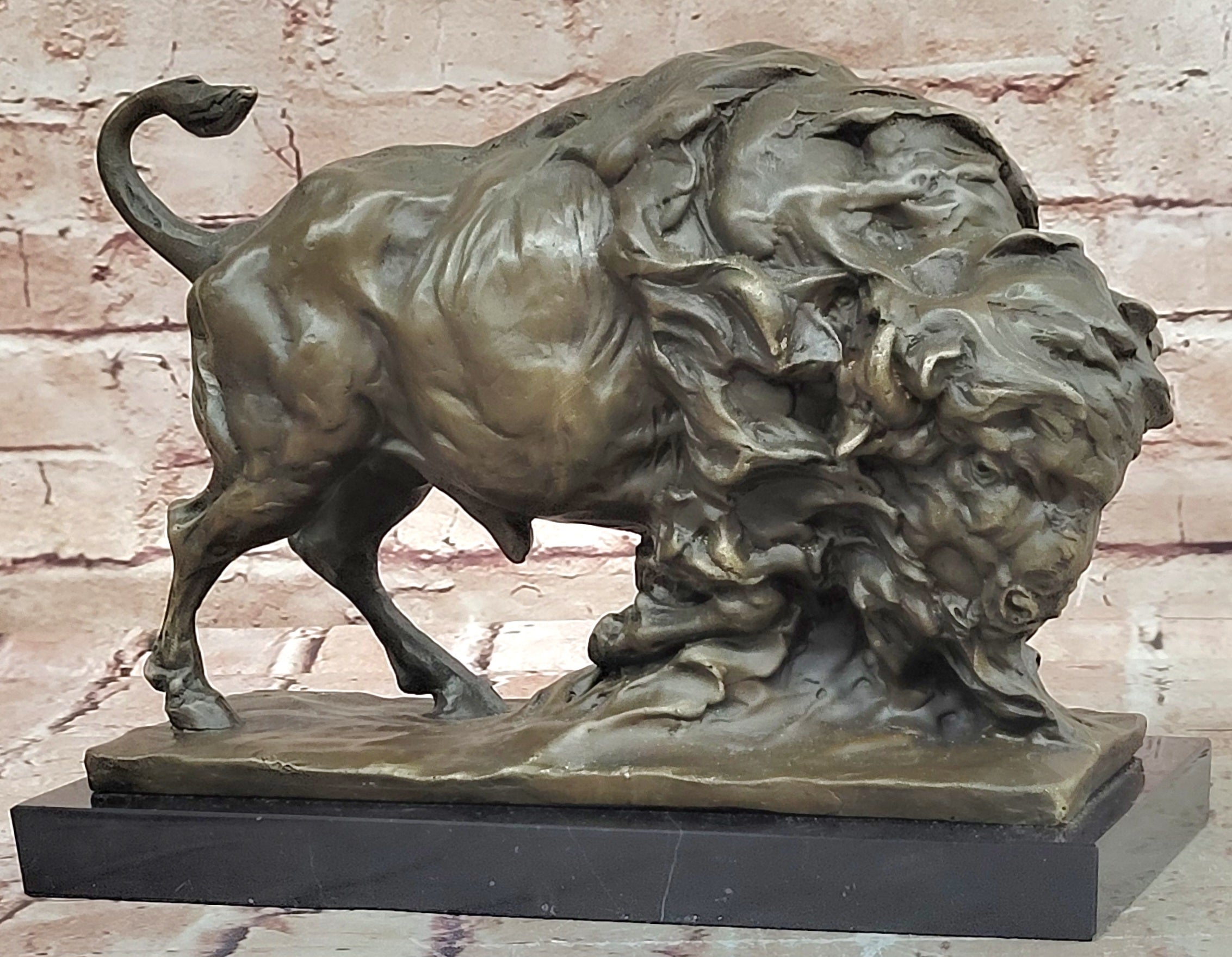 Original Milo Bronze Bison Bull Sculpture Hot Cast Animal Figurine Gift