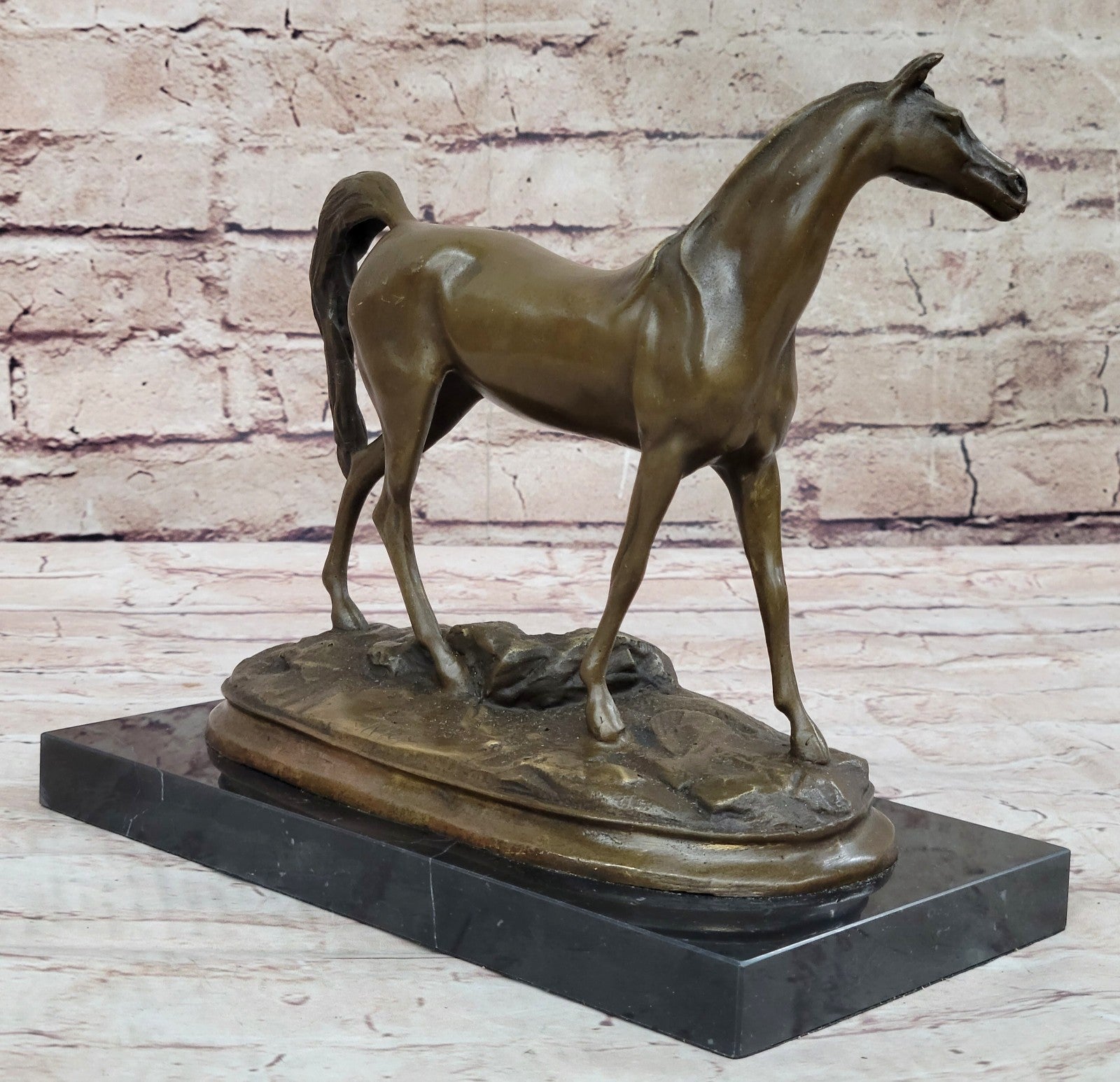 Art Deco Collector Edition Stallion Wild Arabian Horse Trophy Bronze Sculpture