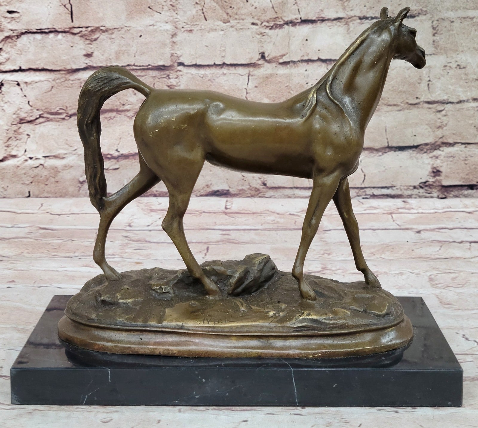 Art Deco Collector Edition Stallion Wild Arabian Horse Trophy Bronze Sculpture