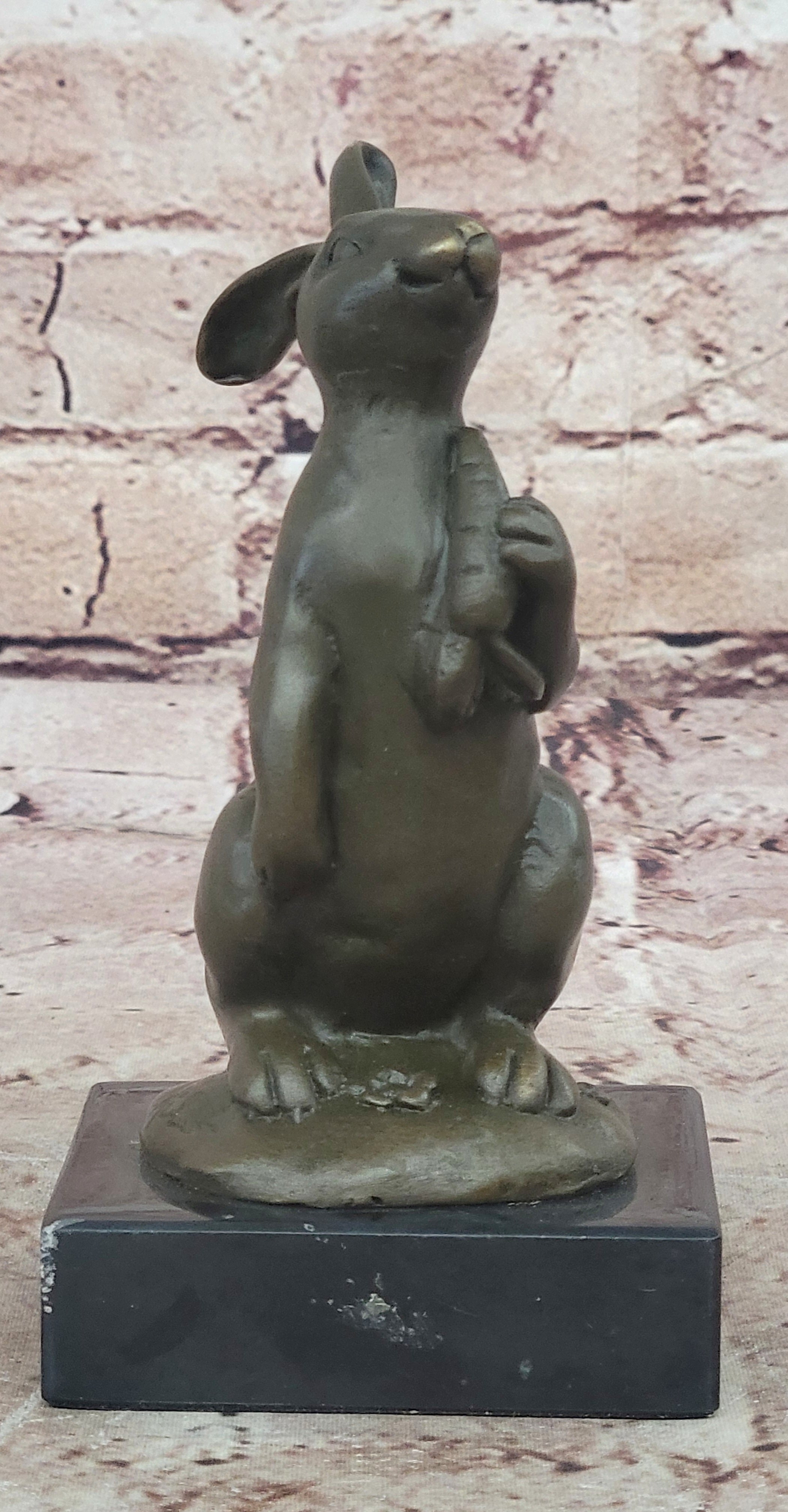 Handcrafted bronze sculpture SALE Carrot W/ Bunny European Milo`S Art Deco Decor