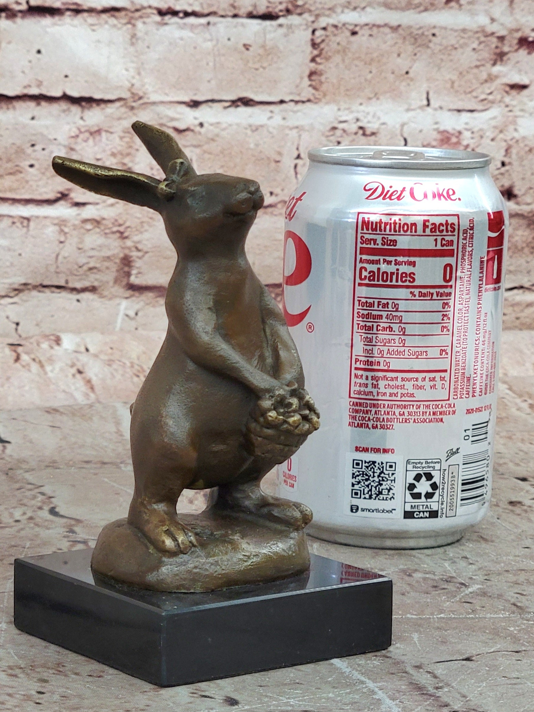 Cast Iron Bunny Rabbit Garden Statue Patio Yard Bronze Handcrafted Detailed Sale