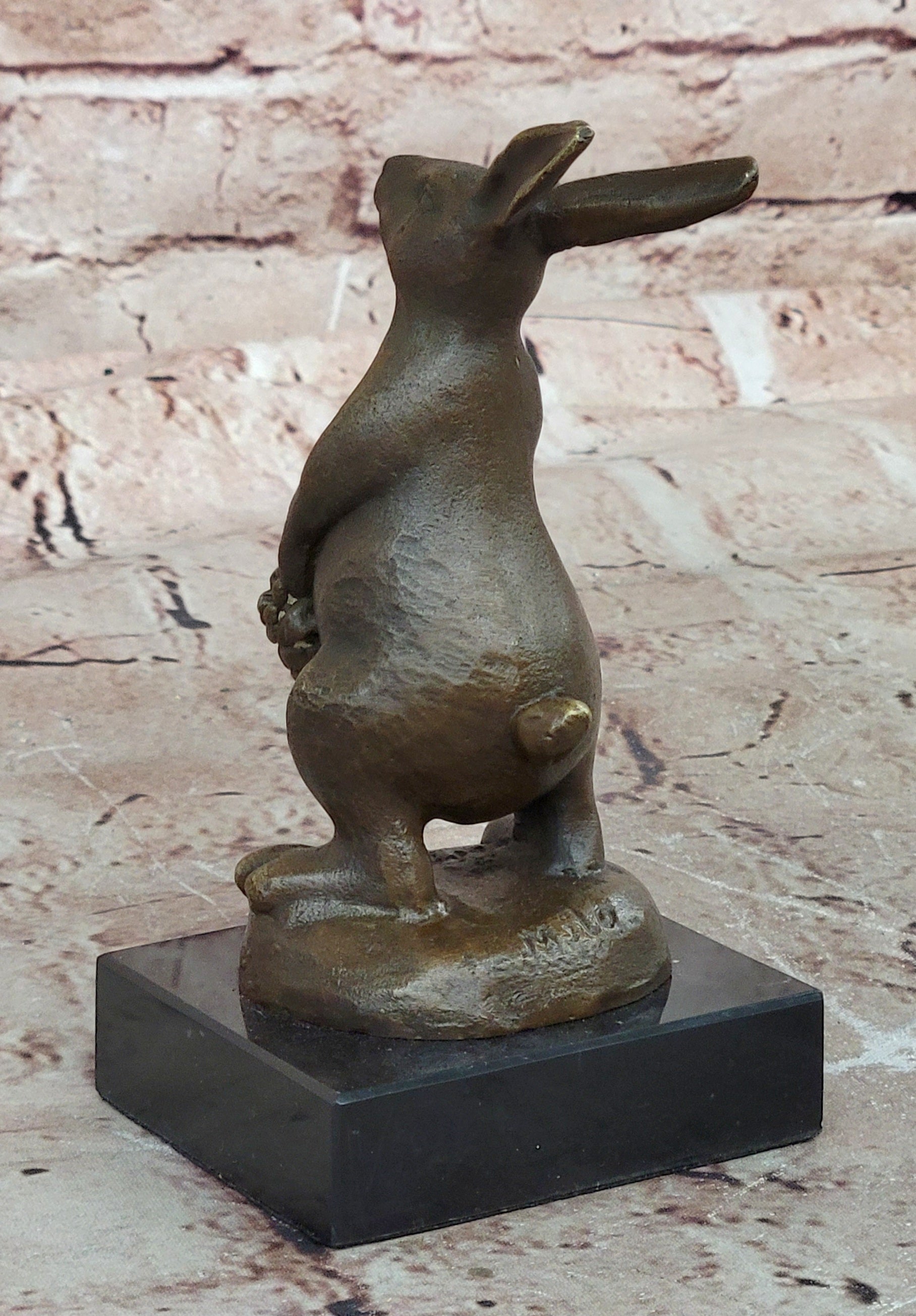 Cast Iron Bunny Rabbit Garden Statue Patio Yard Bronze Handcrafted Detailed Sale