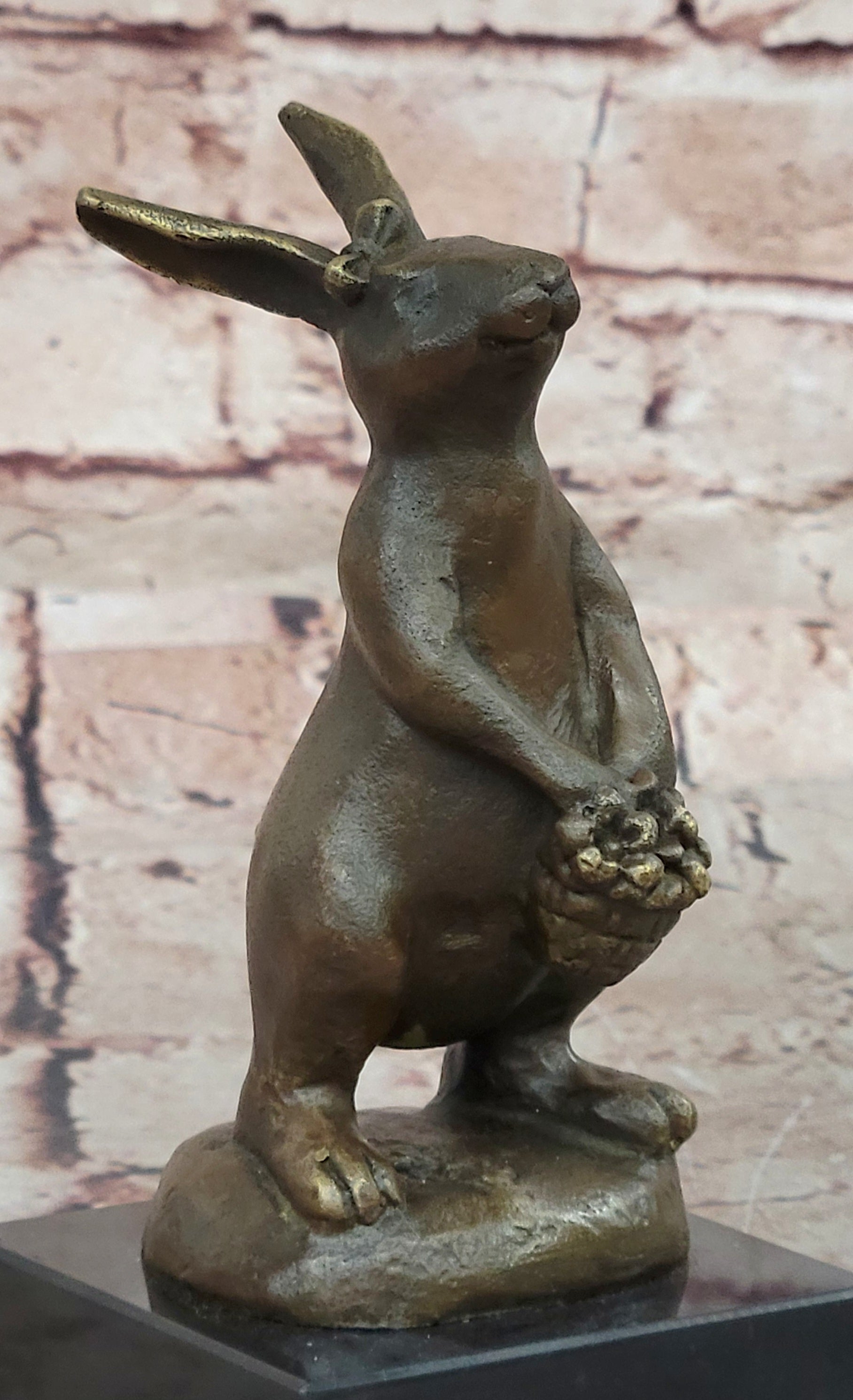 Cast Iron Bunny Rabbit Garden Statue Patio Yard Bronze Handcrafted Detailed Sale