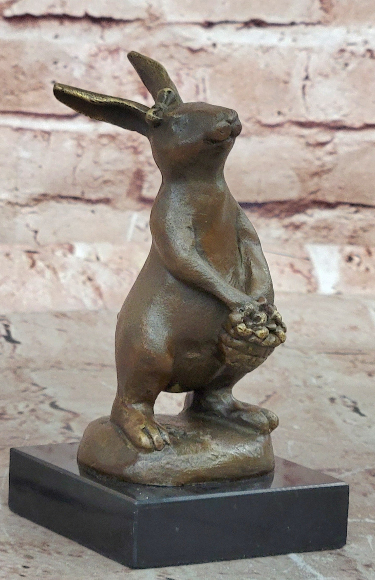 Cast Iron Bunny Rabbit Garden Statue Patio Yard Bronze Handcrafted Detailed Sale