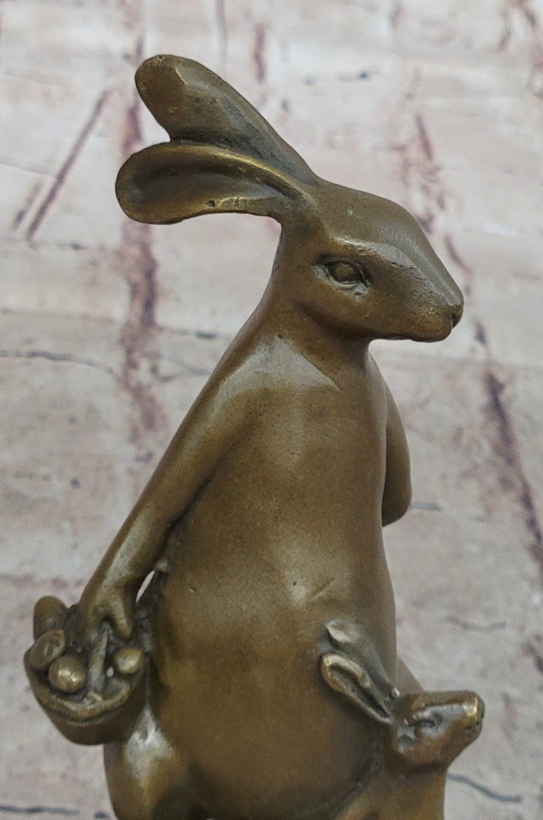 Bronze Sculpture Signed Original Milo Rabbit and Baby Girl Bronze Sculpture Stat