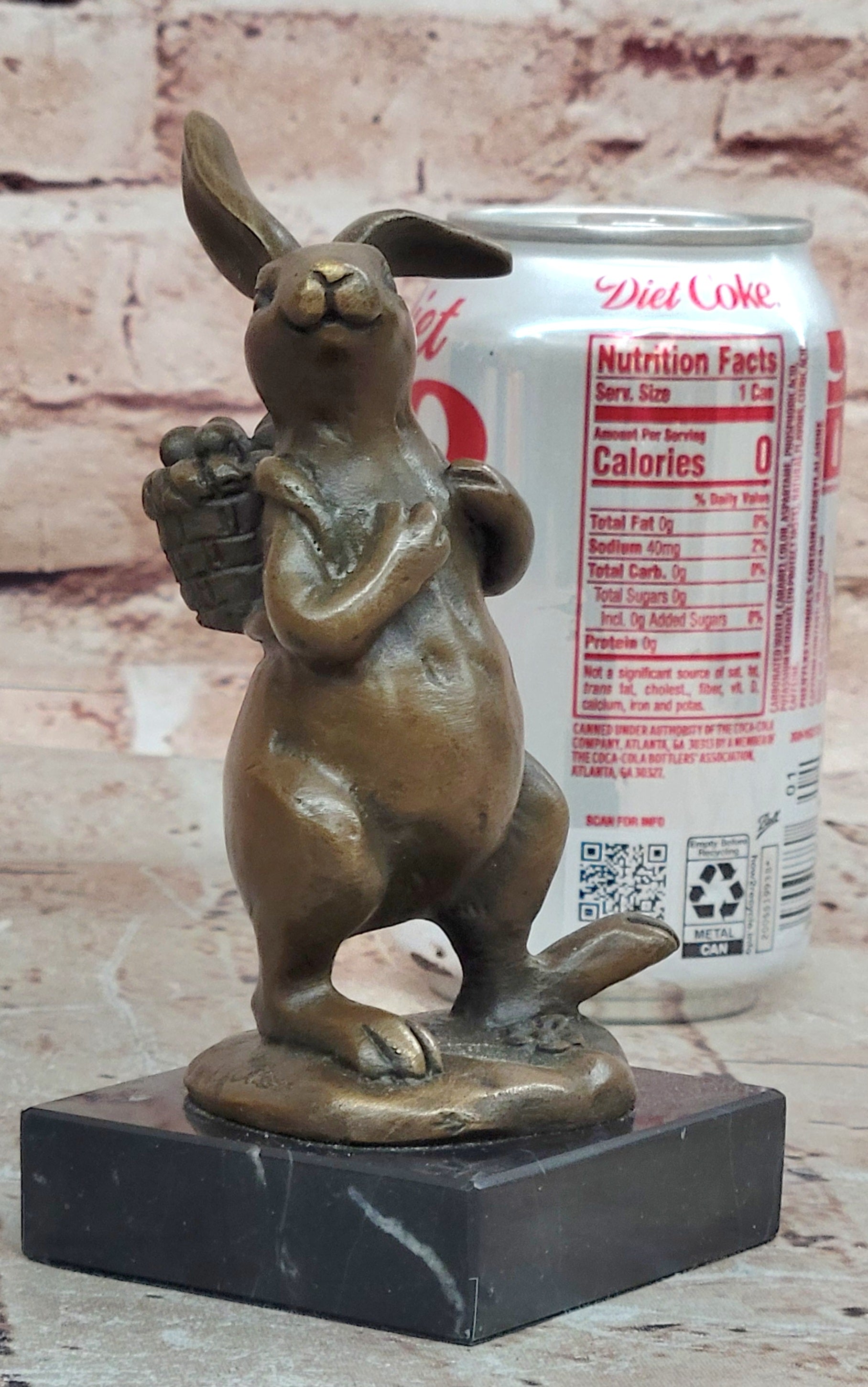 Cast Iron Bunny Rabbit Garden Statue Patio Yard Bronze Handcrafted Detailed Sale