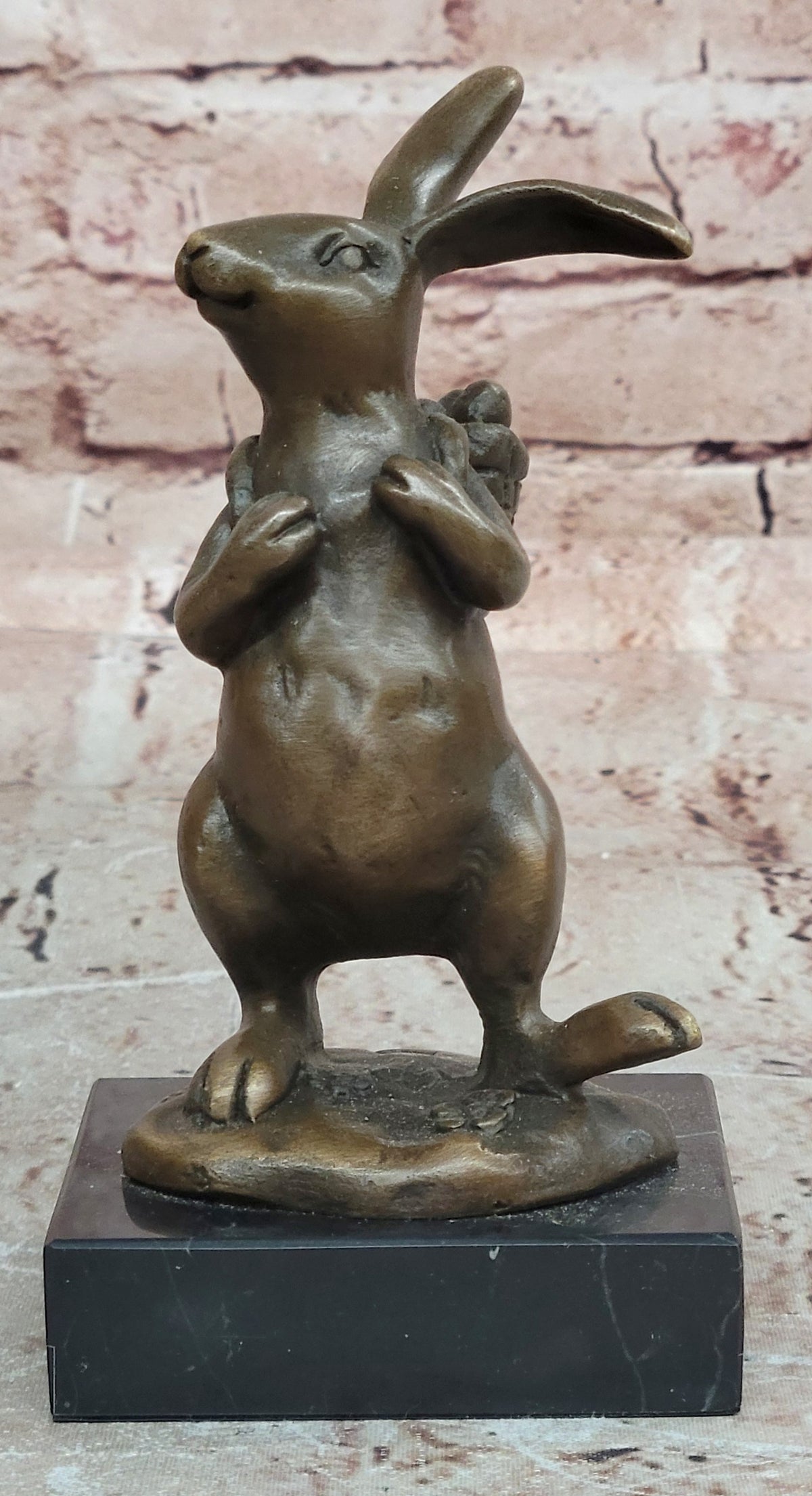 Cast Iron Bunny Rabbit Garden Statue Patio Yard Bronze Handcrafted Detailed Sale
