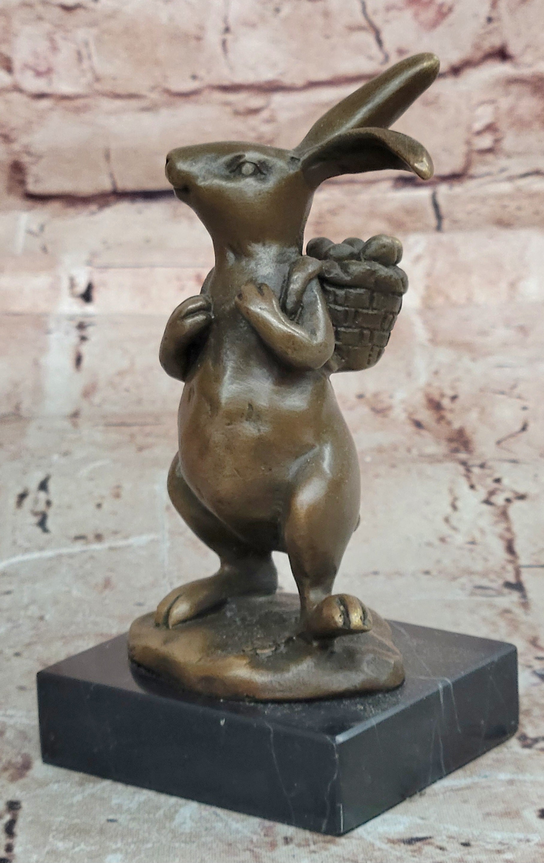 Cast Iron Bunny Rabbit Garden Statue Patio Yard Bronze Handcrafted Detailed Sale
