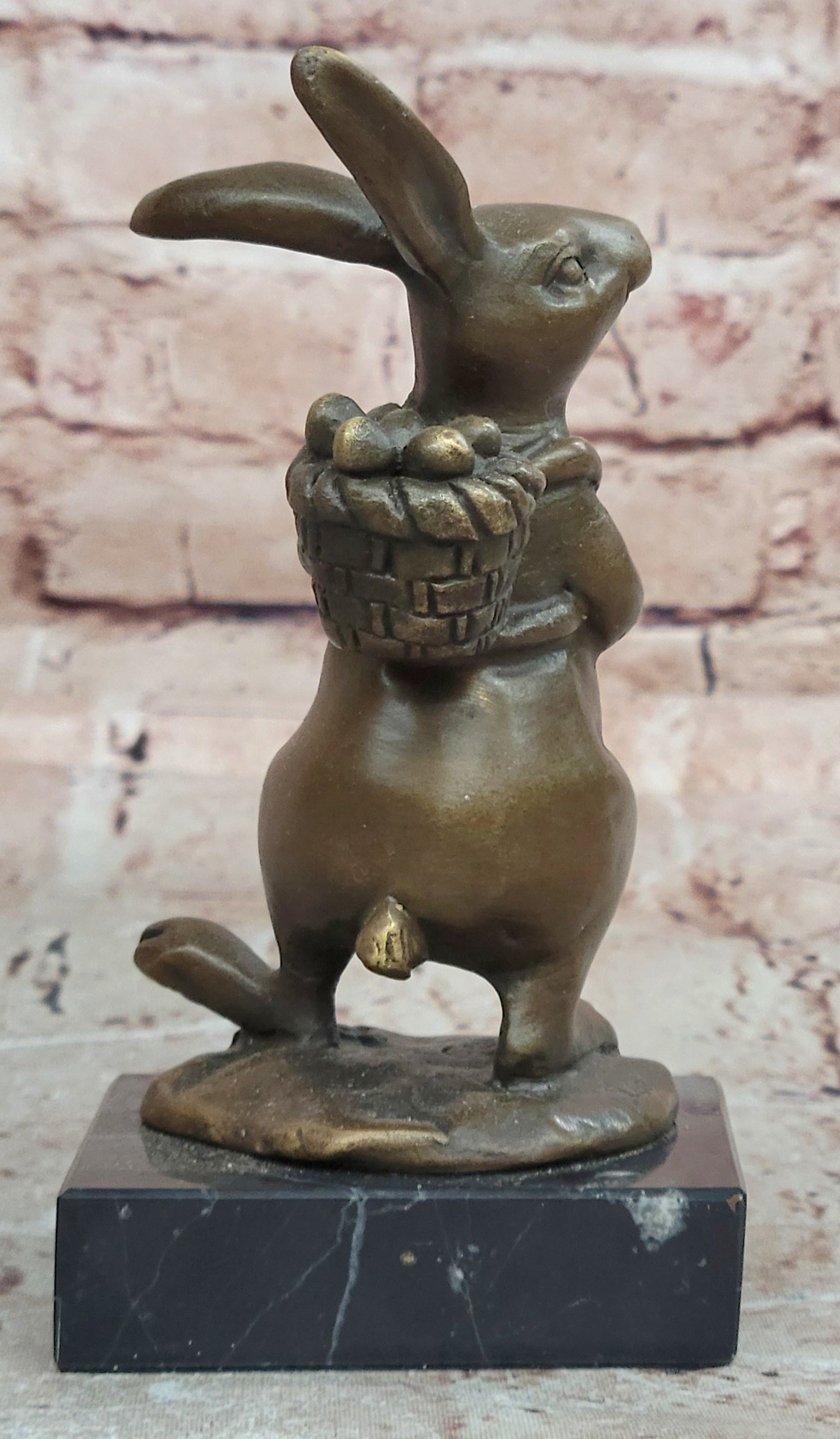 Cast Iron Bunny Rabbit Garden Statue Patio Yard Bronze Handcrafted Detailed Sale