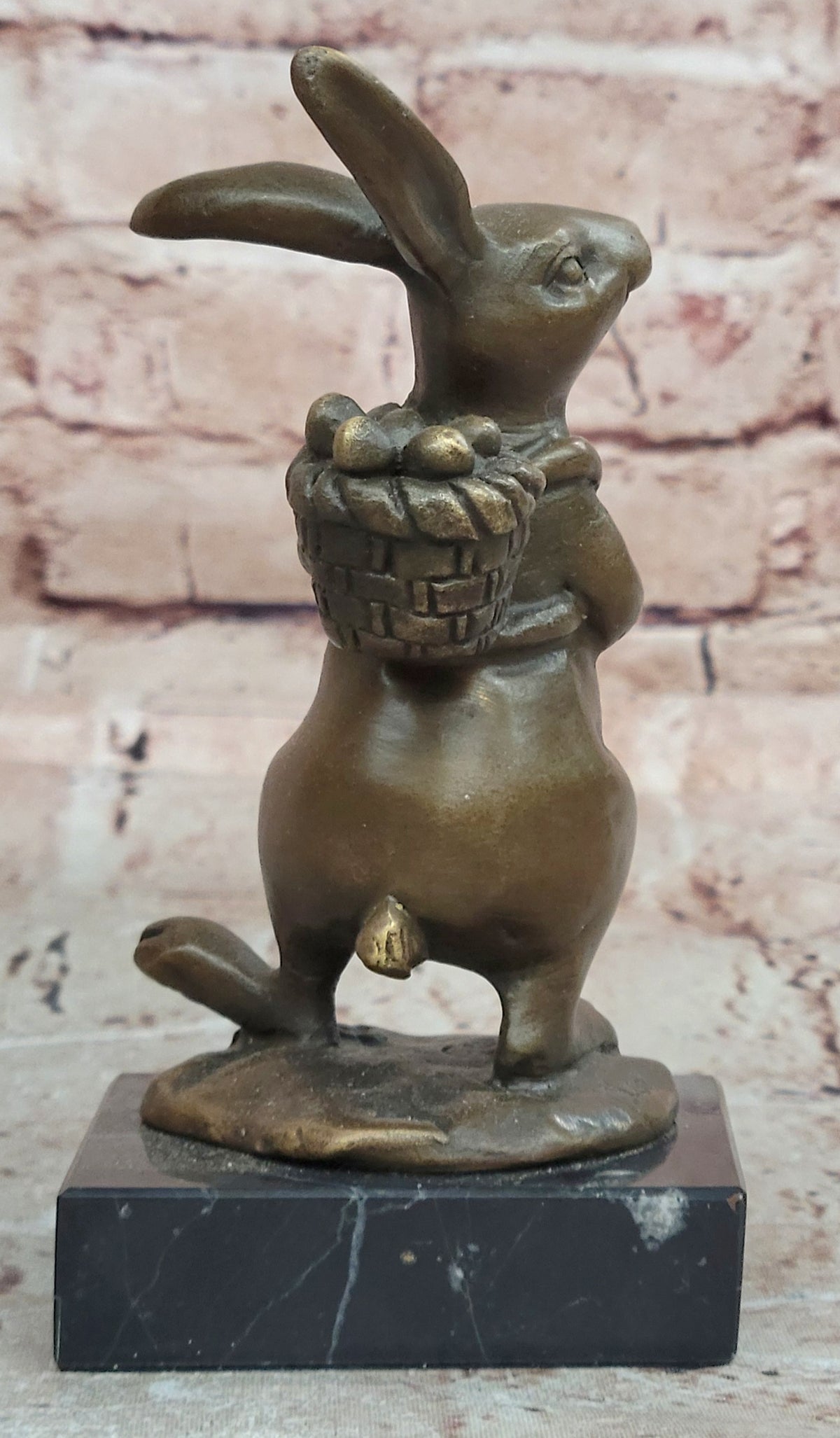 Cast Iron Bunny Rabbit Garden Statue Patio Yard Bronze Handcrafted Detailed Sale