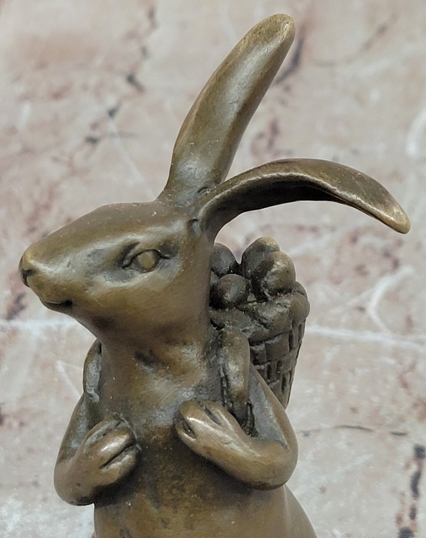 Cast Iron Bunny Rabbit Garden Statue Patio Yard Bronze Handcrafted Detailed Sale