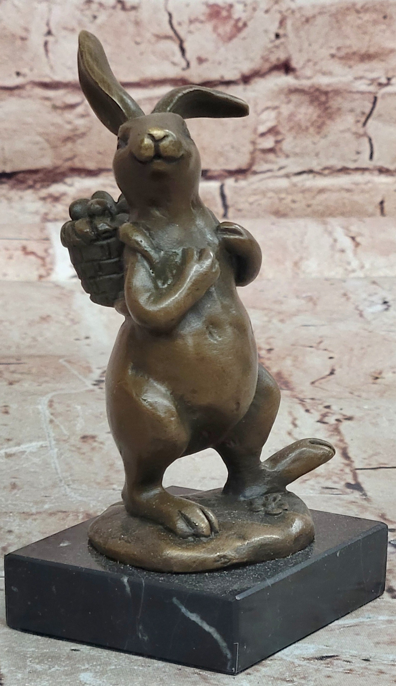 Cast Iron Bunny Rabbit Garden Statue Patio Yard Bronze Handcrafted Detailed Sale