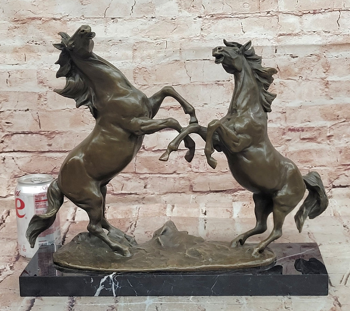 Milo Bronze Two Rearing Horses Sculpture Fighting Stallions Collectible