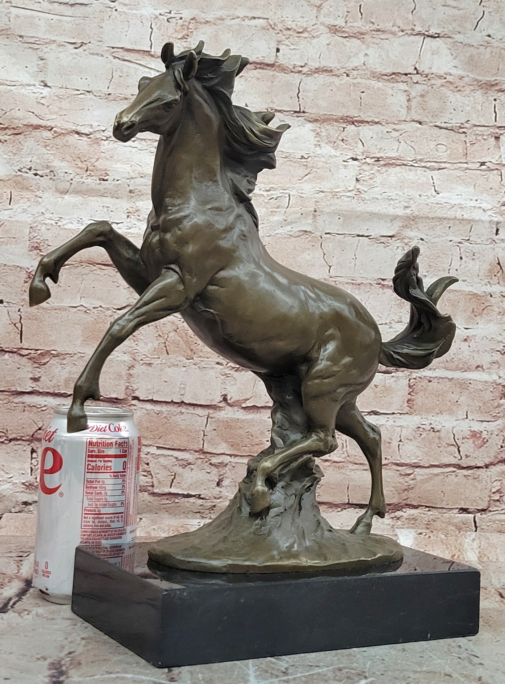 Handcrafted Milo Bronze Rearing Horse Sculpture Dynamic Wild Stallion Figure
