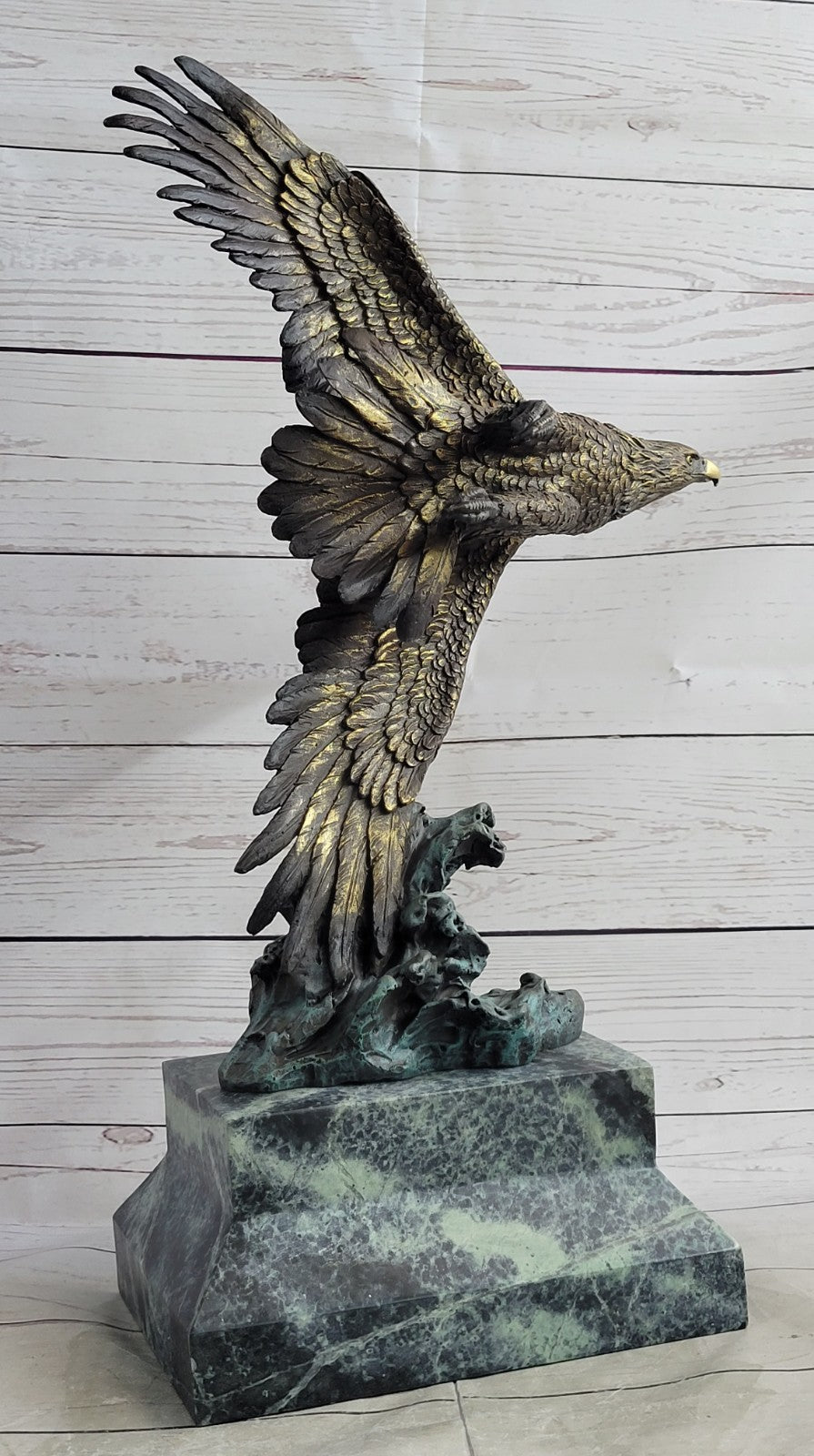 Bronze Sculpture Figure Signed Original Art Deco By Milo Large Eagle Statue