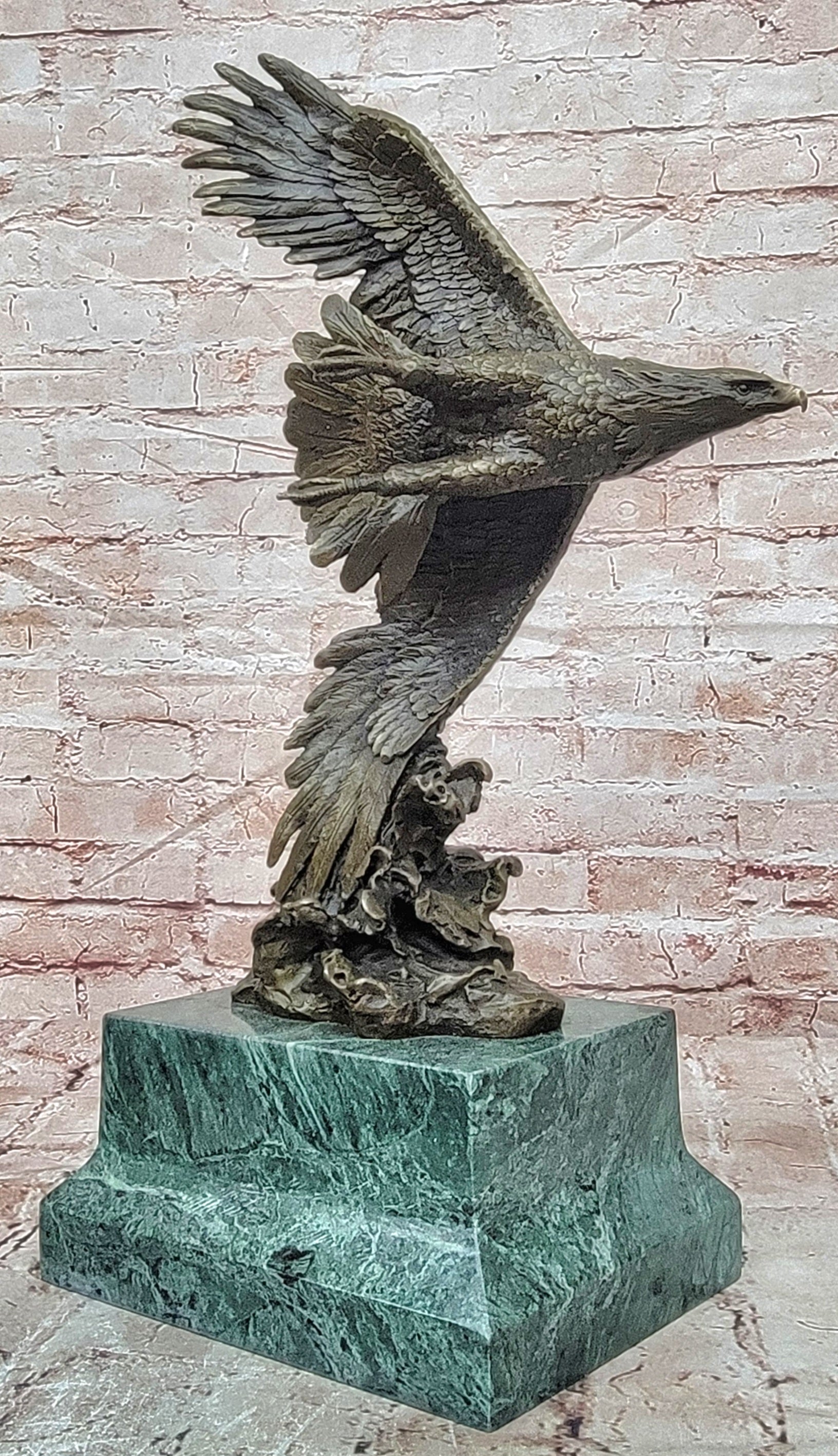 Bronze Sculpture Figure Signed Original Art Deco By Milo Large Eagle Statue