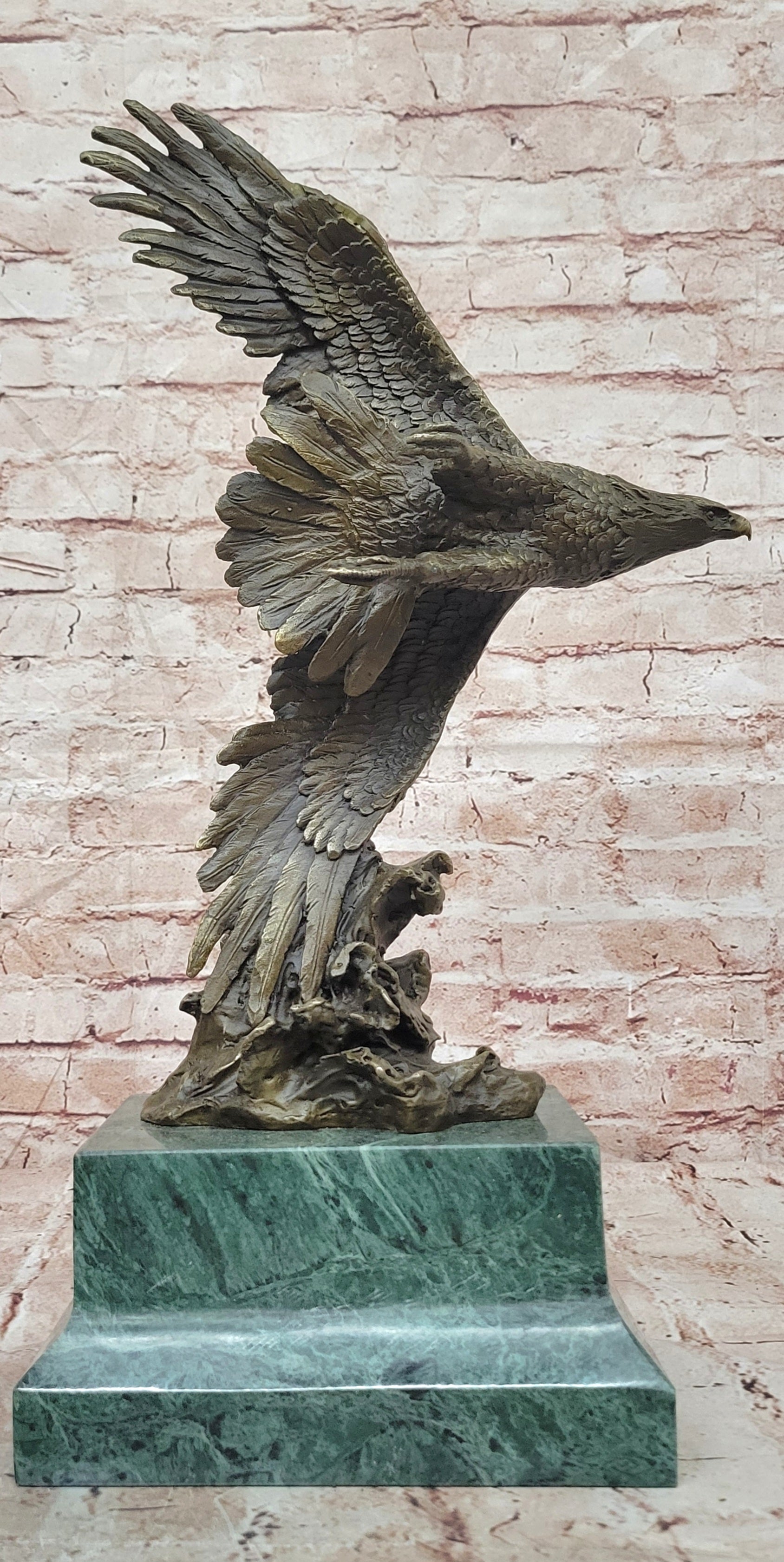 Bronze Sculpture Figure Signed Original Art Deco By Milo Large Eagle Statue