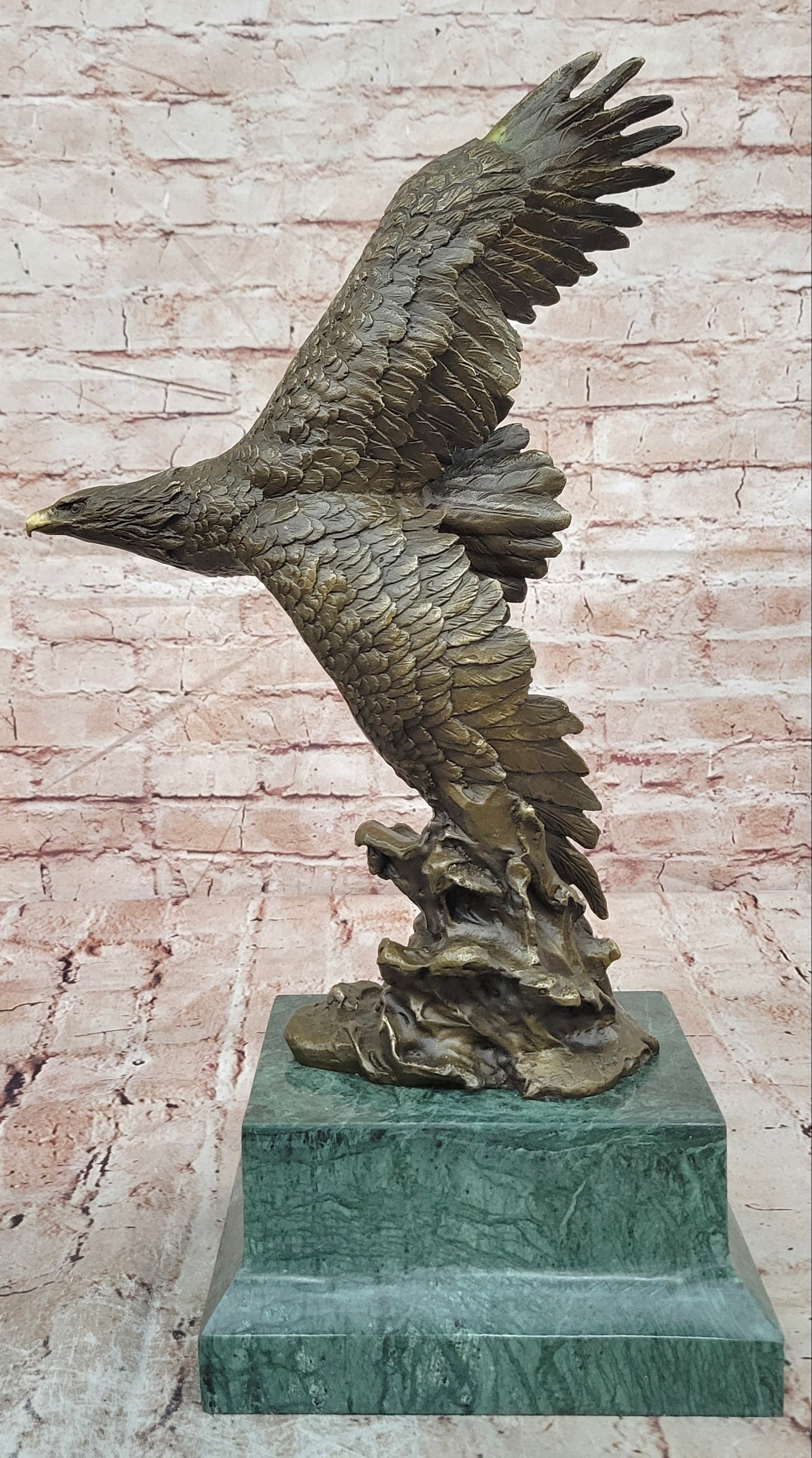 Bronze Sculpture Figure Signed Original Art Deco By Milo Large Eagle Statue