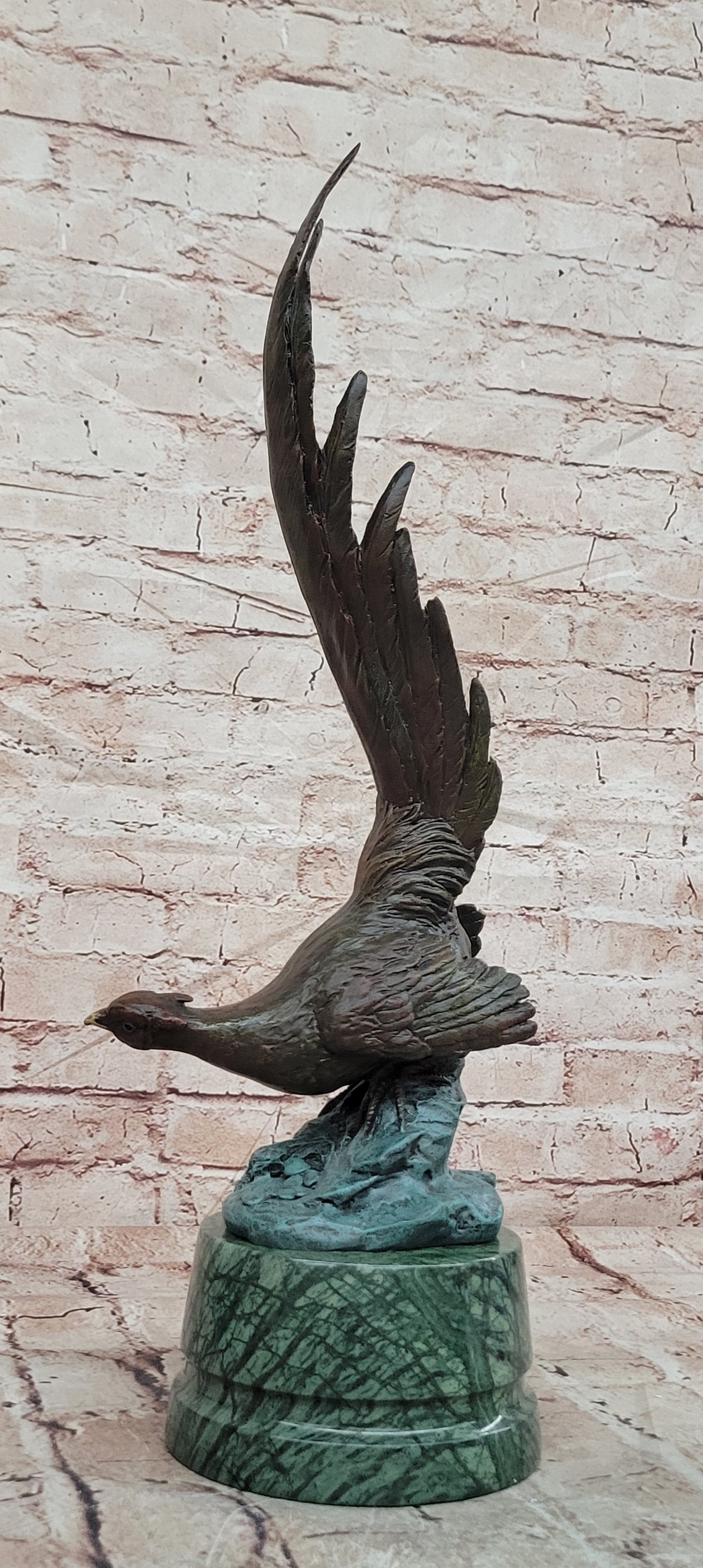 Bronze Golden Dawn Pheasant Sculpture Signed Milo Freedom Bird Statue Art