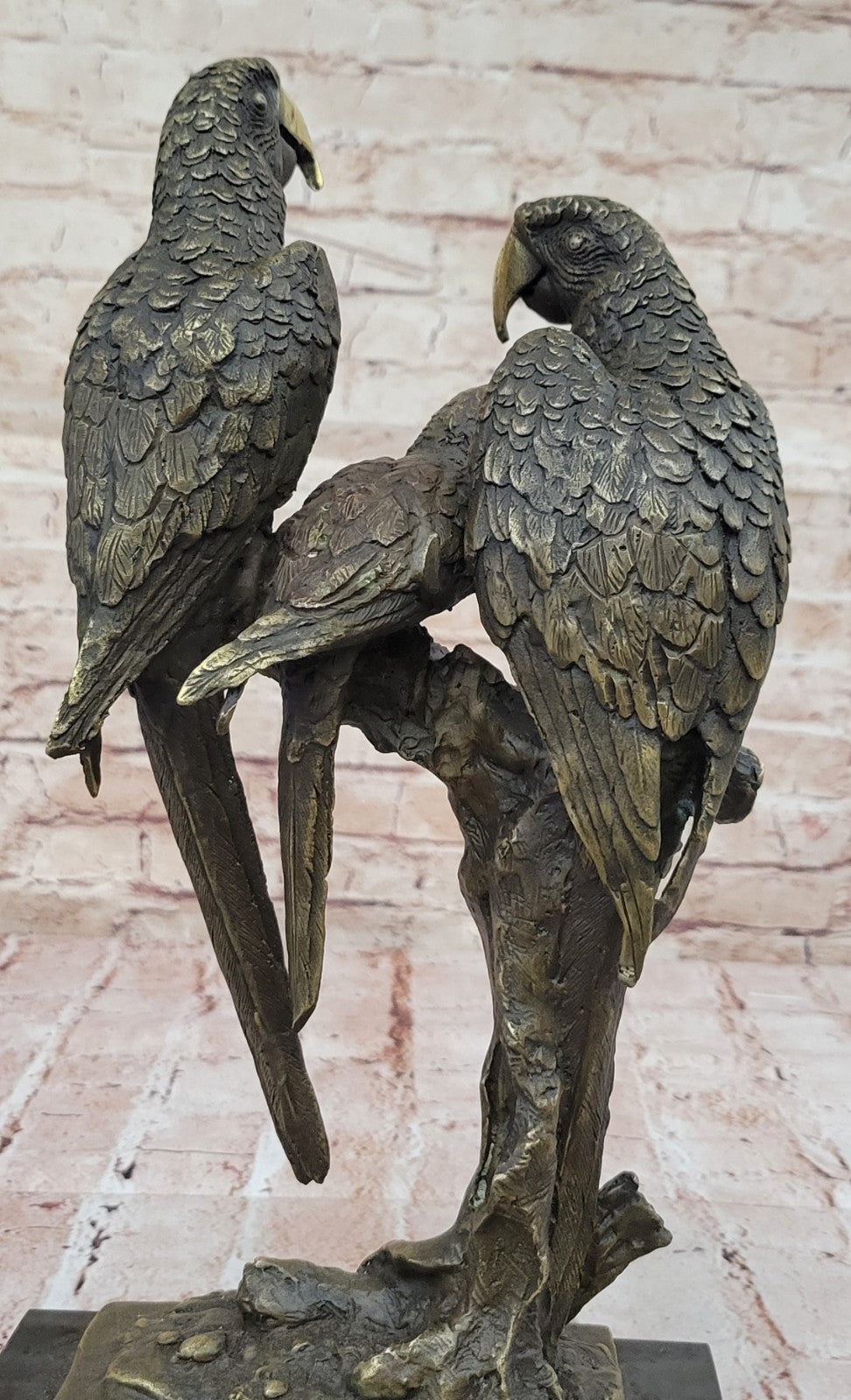 Milo`s Signed Bronze Birds: Three Brazilian Parrots Sculpture - Collector`s Item