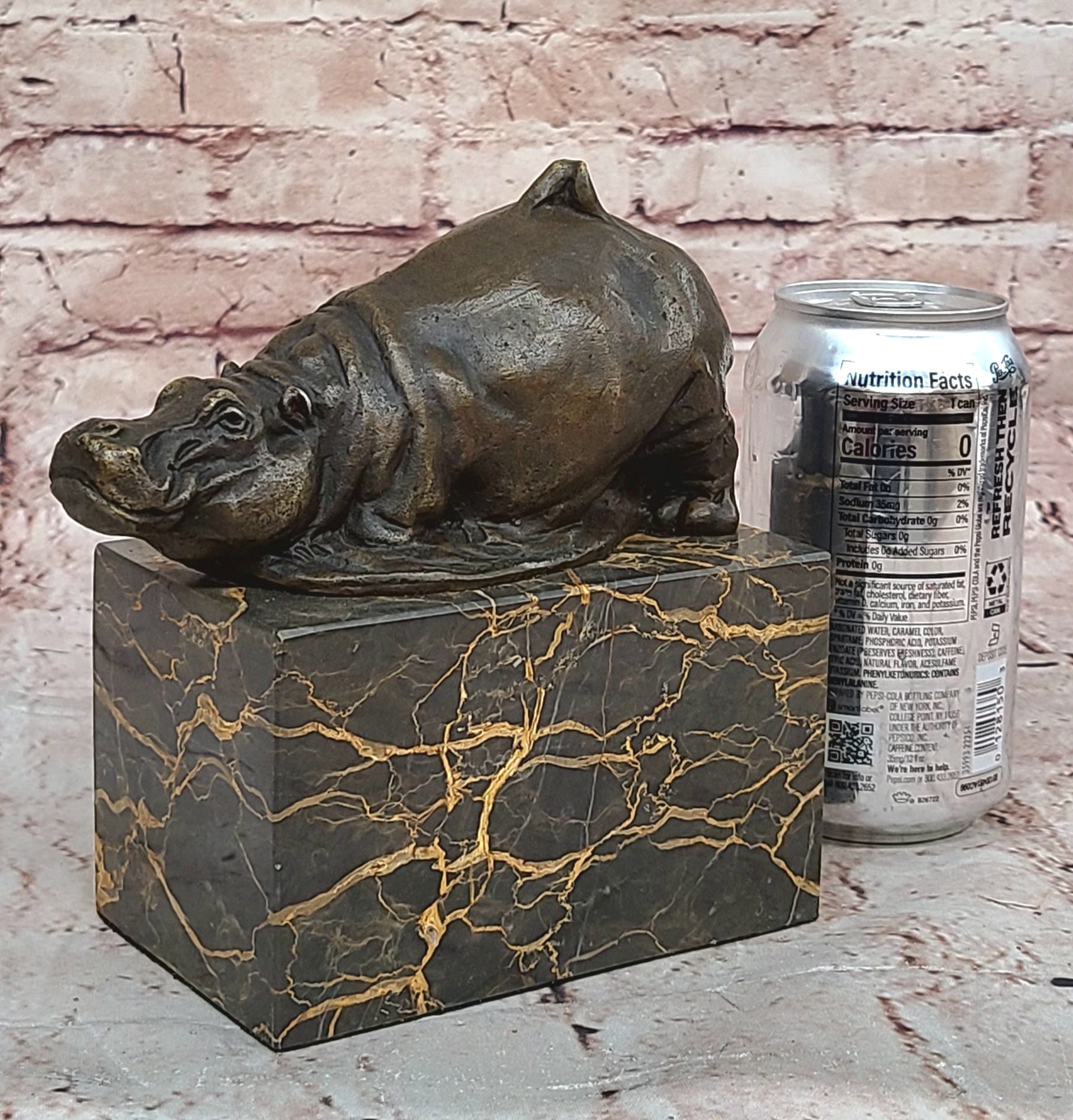 Art Deco Style Statue Sculpture hippo Wildlife Art Nouveau Style Bronze Signed