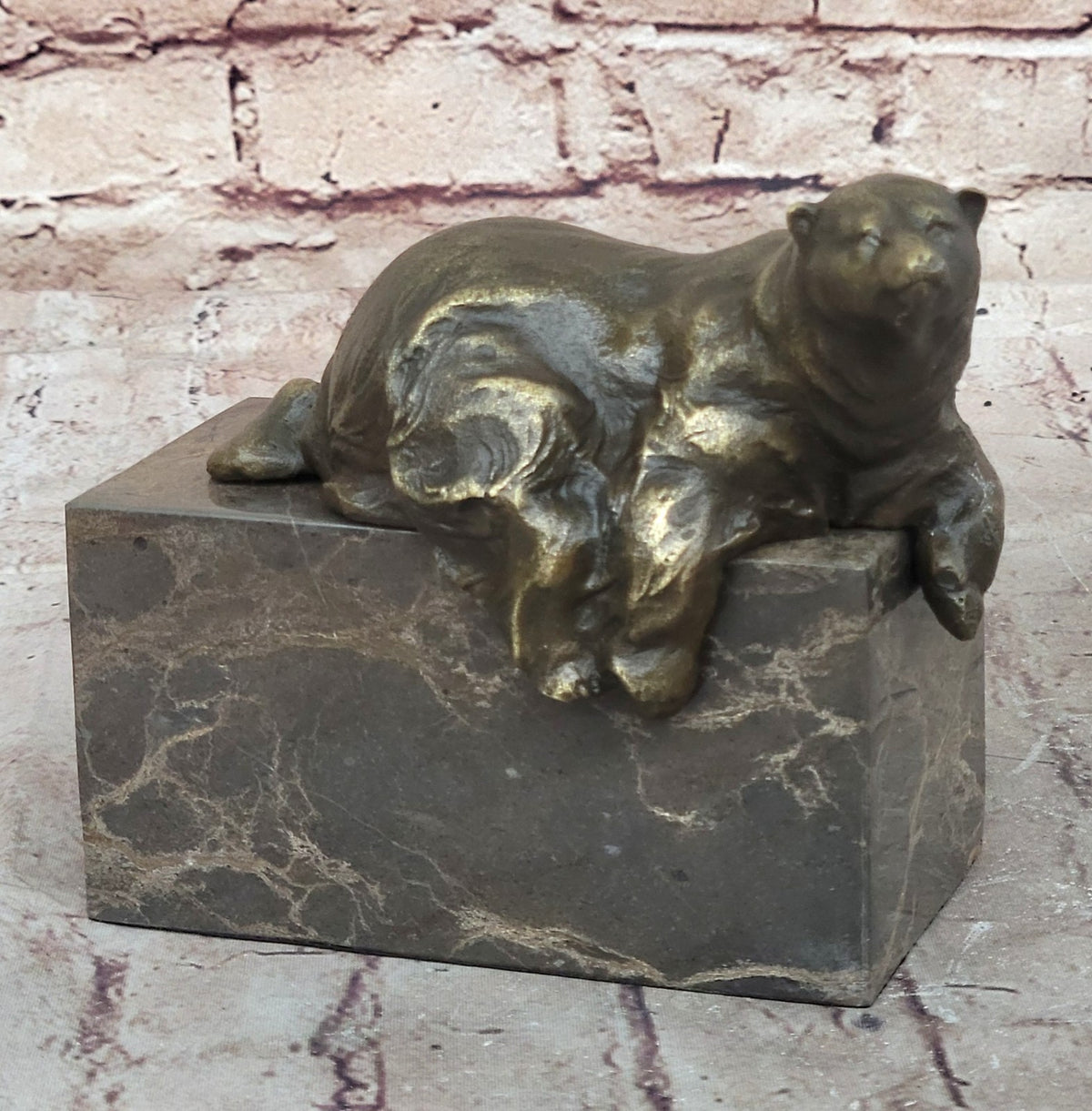 Lost Wax Method Polar Bear Bronze Sculpture Art Deco Statue Figurine Figure Sale