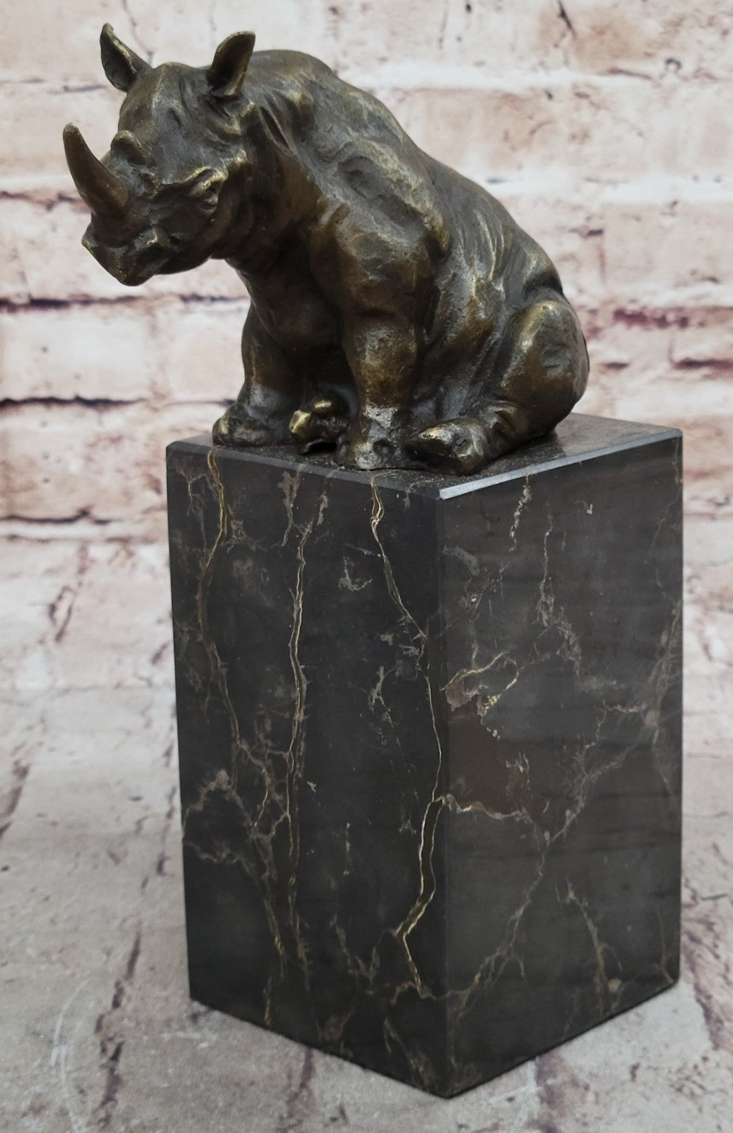 Rhino Rhinoceros Bull Bronze Sculpture Art Deco Style Signed Original Milo Sale