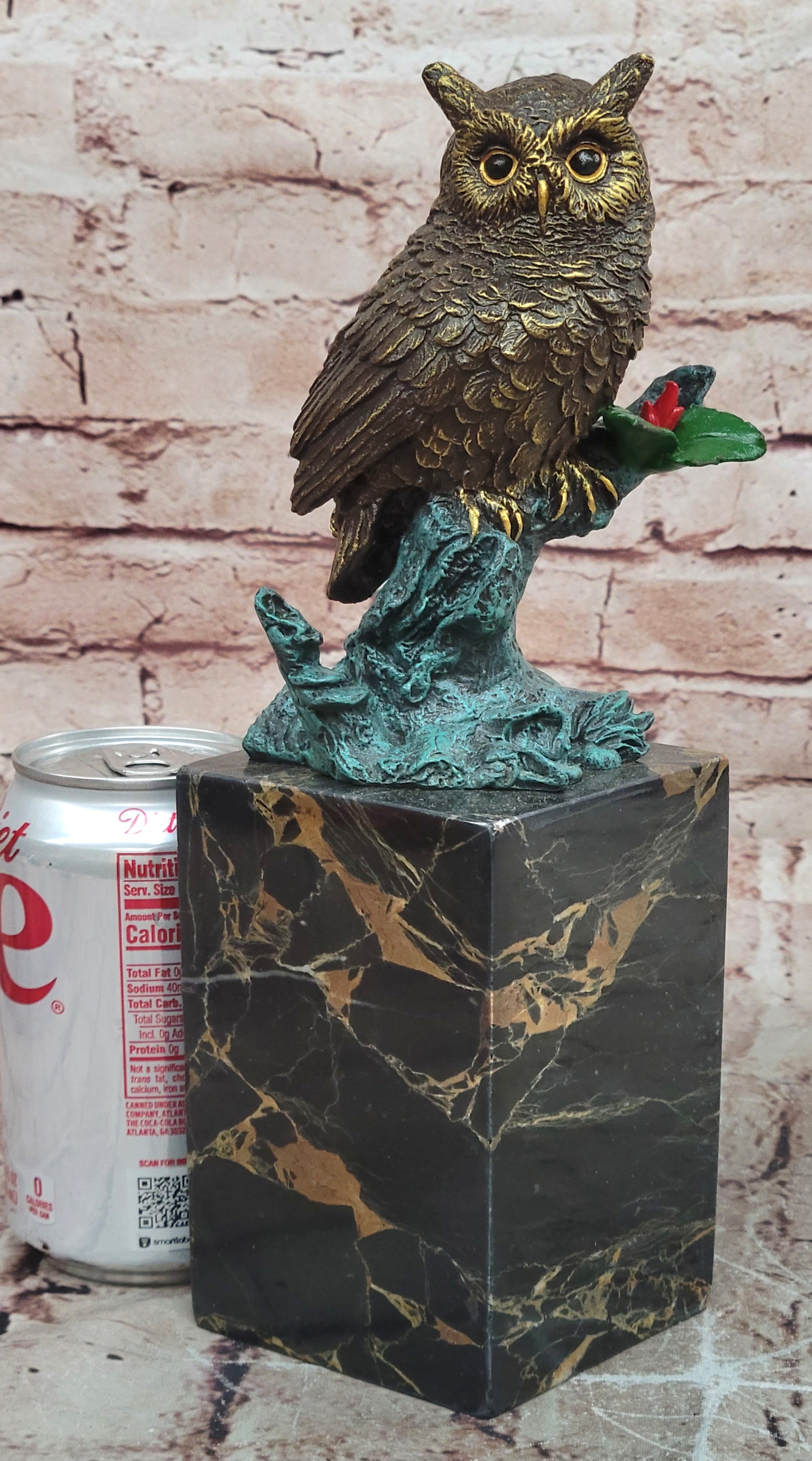 Handcrafted Milo Bronze Sitting Owl Sculpture Lost Wax Museum Quality