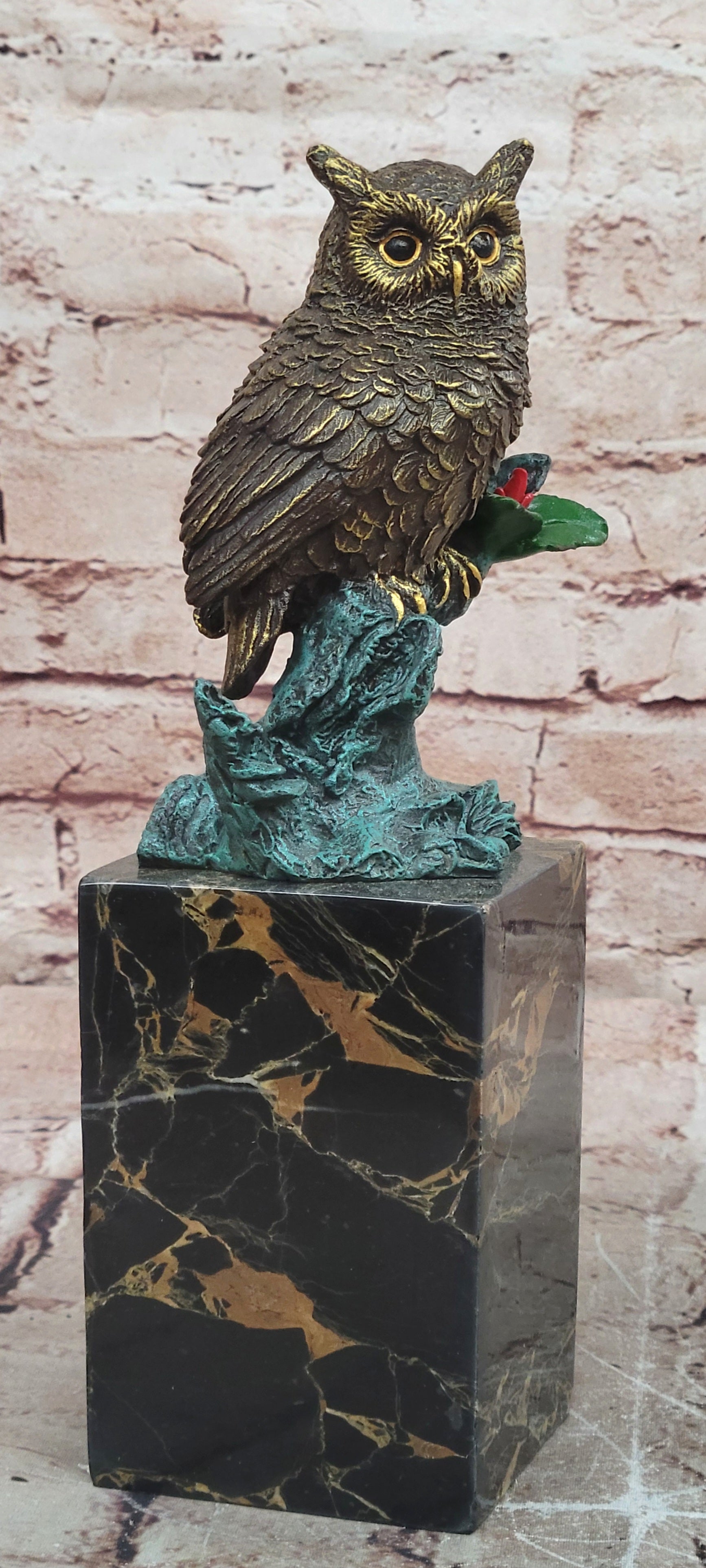 Handcrafted Milo Bronze Sitting Owl Sculpture Lost Wax Museum Quality