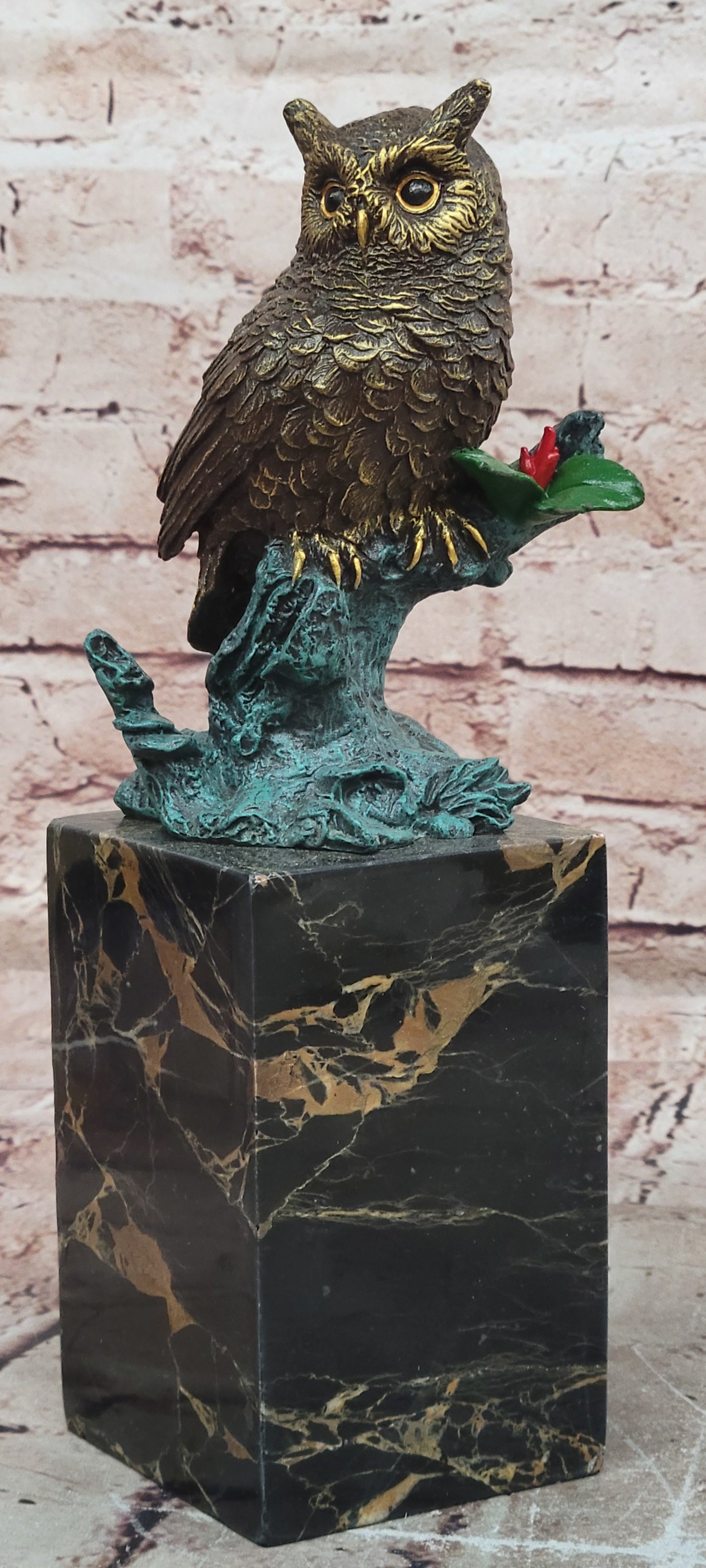 Handcrafted Milo Bronze Sitting Owl Sculpture Lost Wax Museum Quality