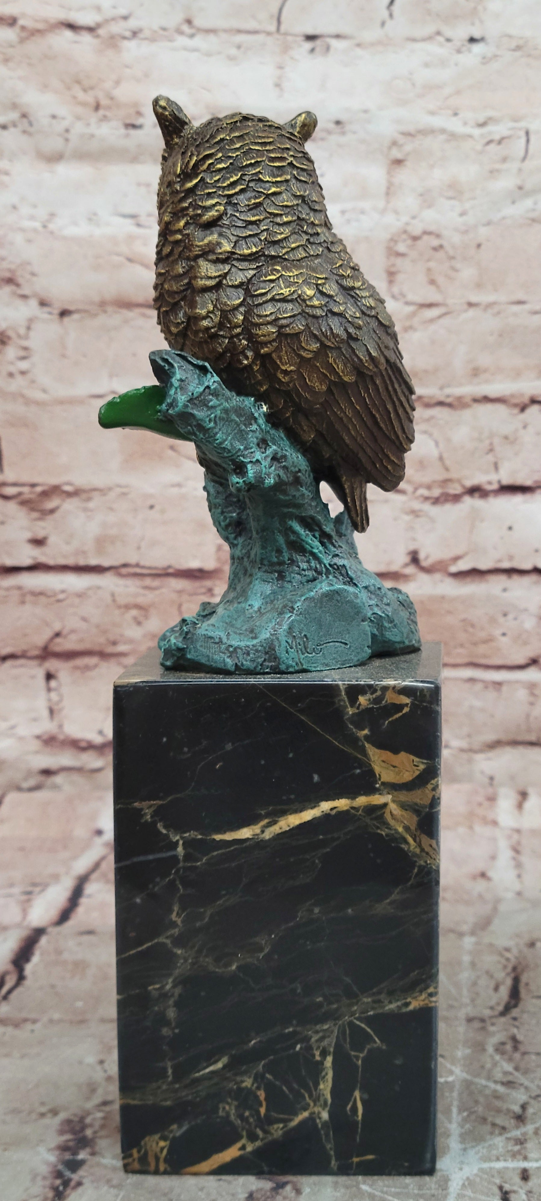 Handcrafted Milo Bronze Sitting Owl Sculpture Lost Wax Museum Quality