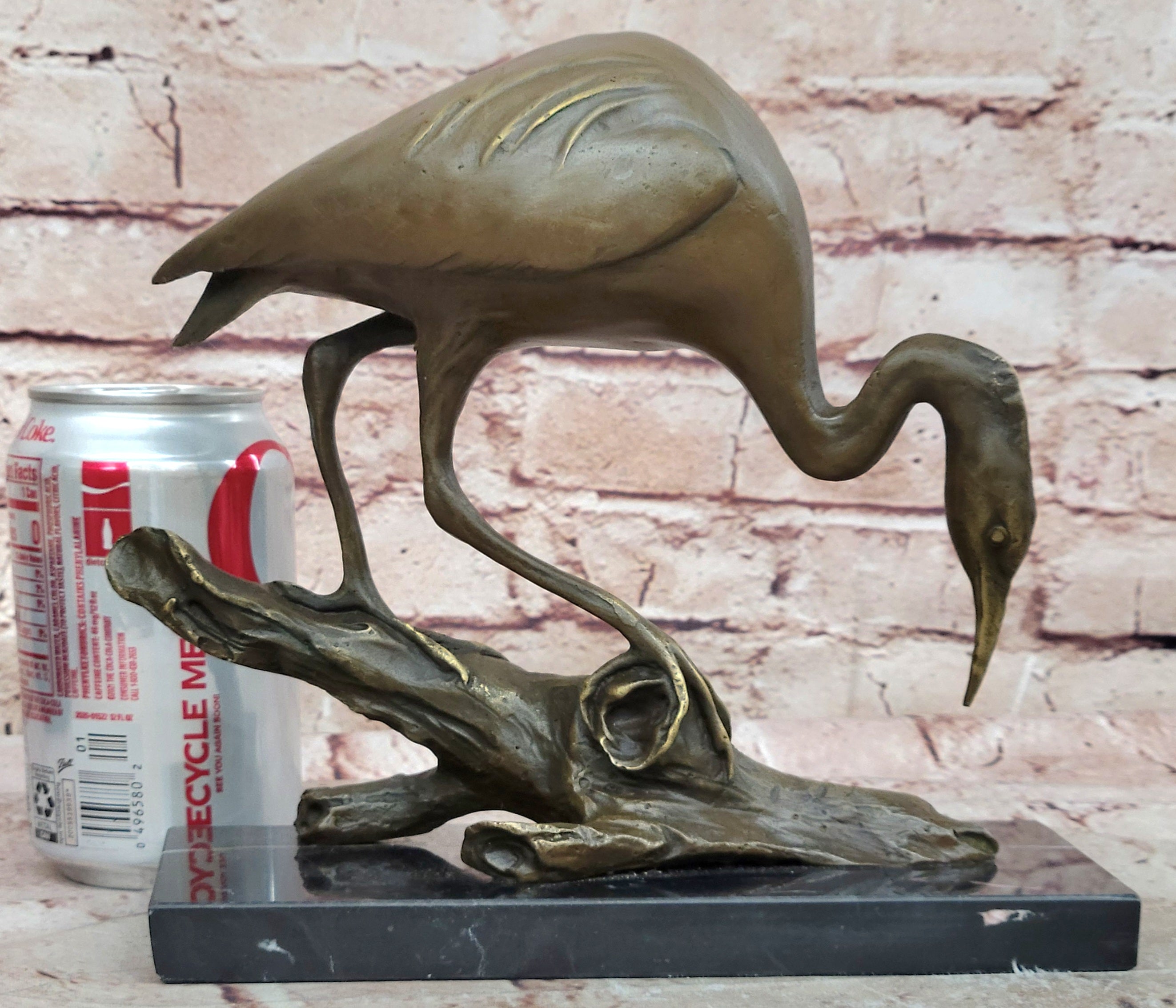 Hot Cast Art Deco Crane Marshland Bronze Sculpture Statue Cabin Decor Sale Decor