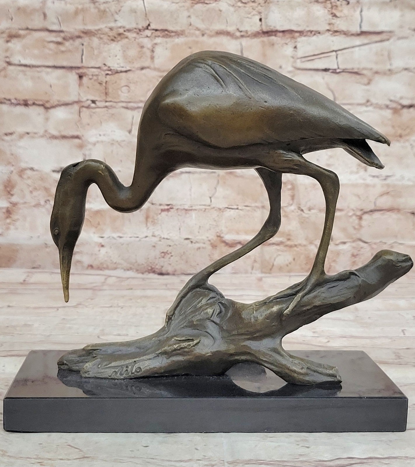 Hot Cast Art Deco Crane Marshland Bronze Sculpture Statue Cabin Decor Sale Decor