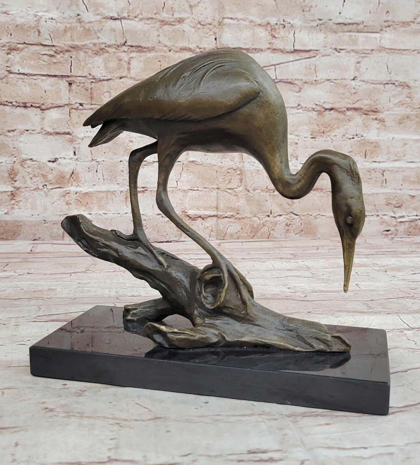 Hot Cast Art Deco Crane Marshland Bronze Sculpture Statue Cabin Decor Sale Decor