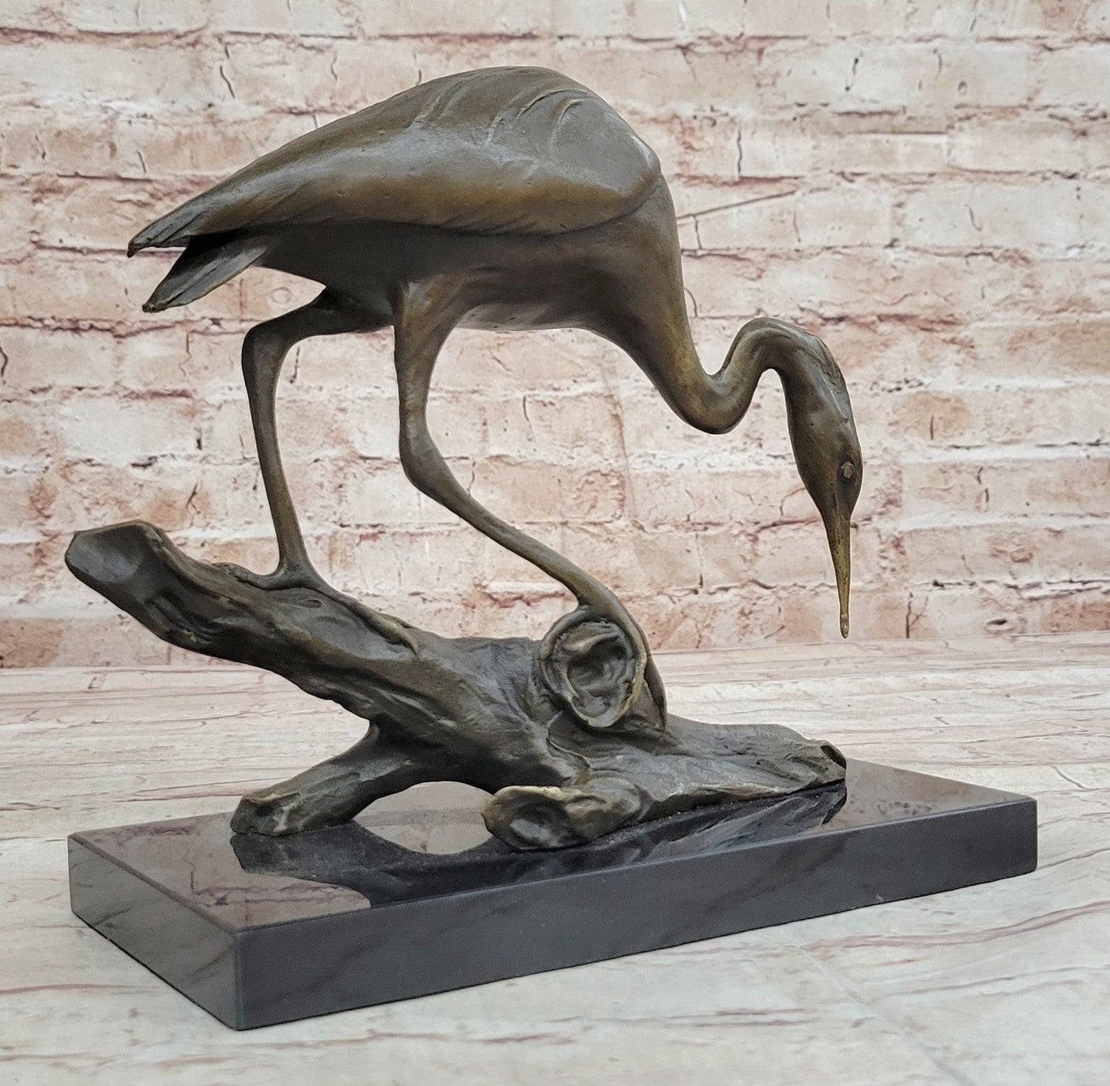Hot Cast Art Deco Crane Marshland Bronze Sculpture Statue Cabin Decor Sale Decor