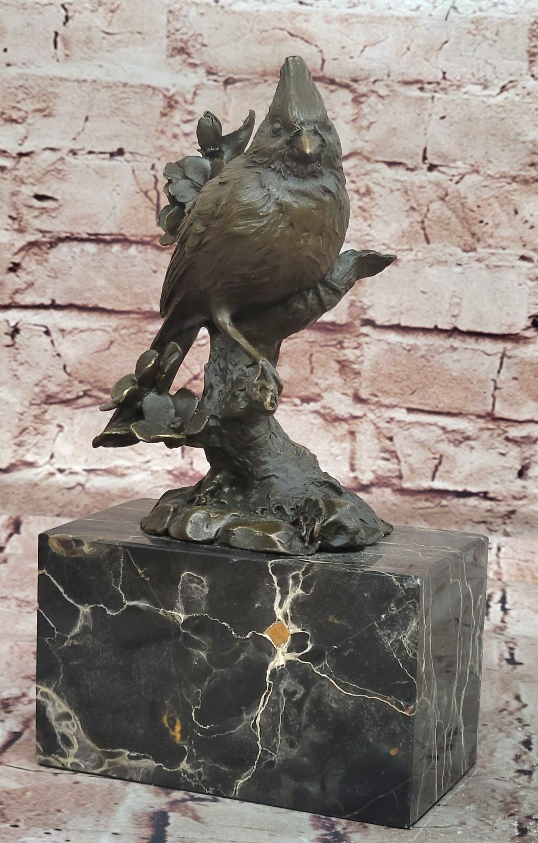 Museum Quality Bronze Bird Figurine Cardinal Pigeon Collectible Artwork