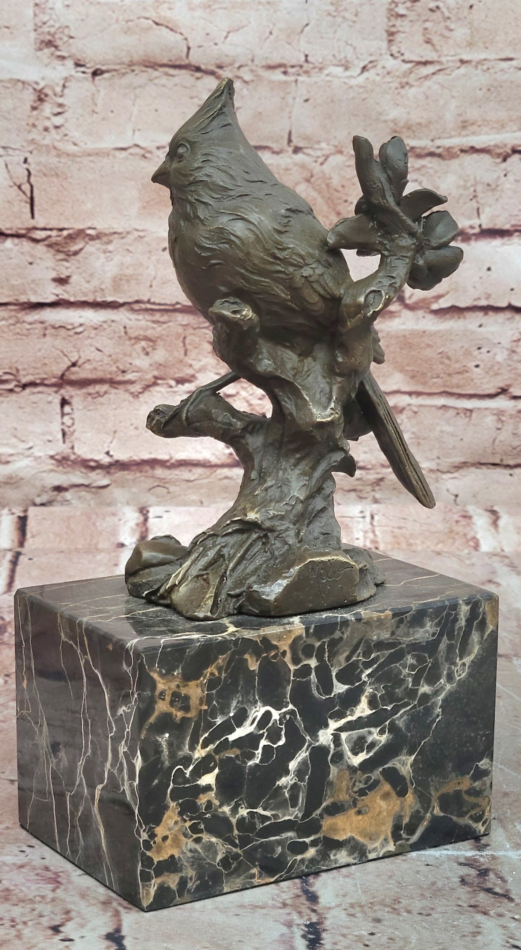 Museum Quality Bronze Bird Figurine Cardinal Pigeon Collectible Artwork