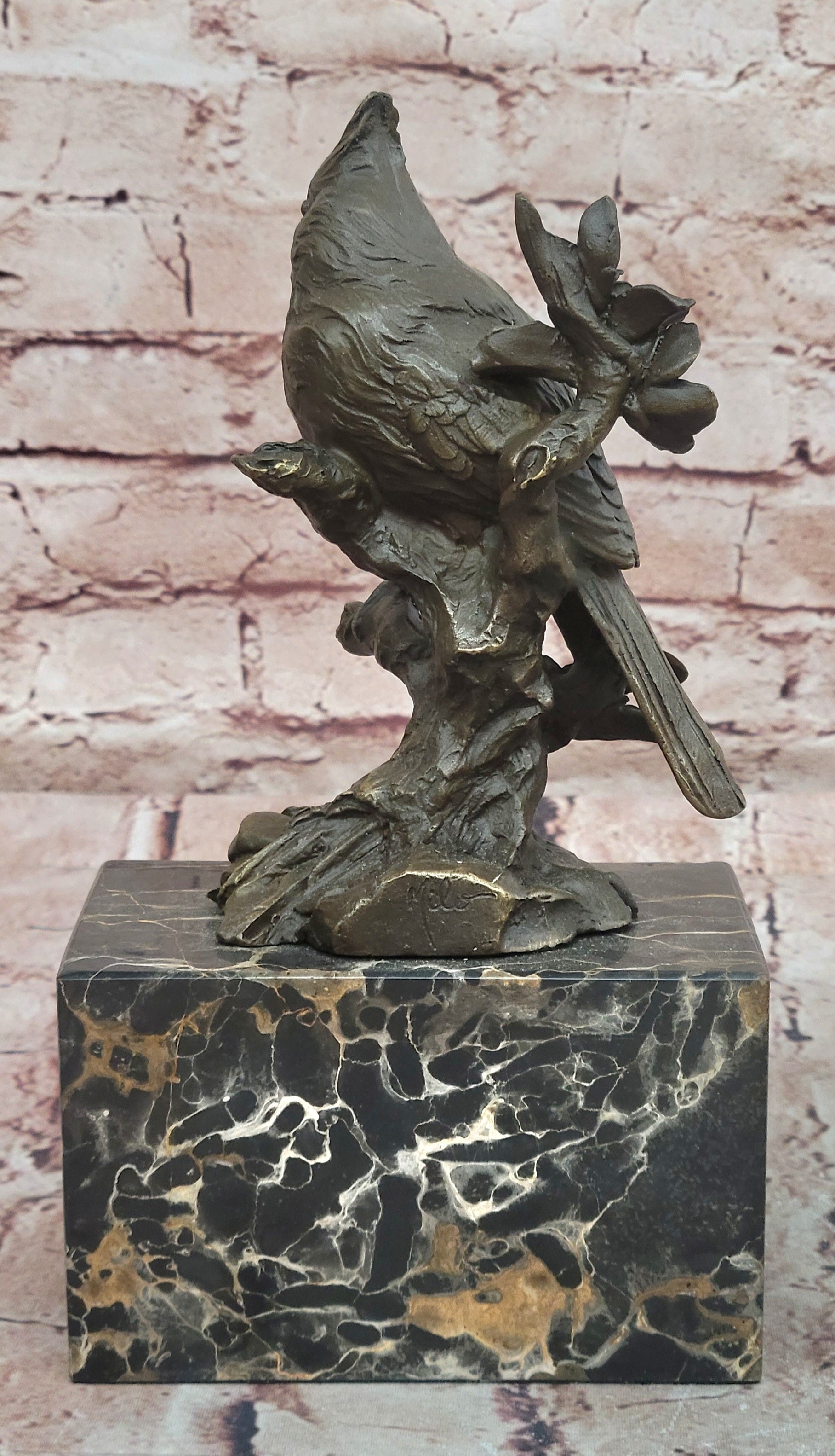 Museum Quality Bronze Bird Figurine Cardinal Pigeon Collectible Artwork