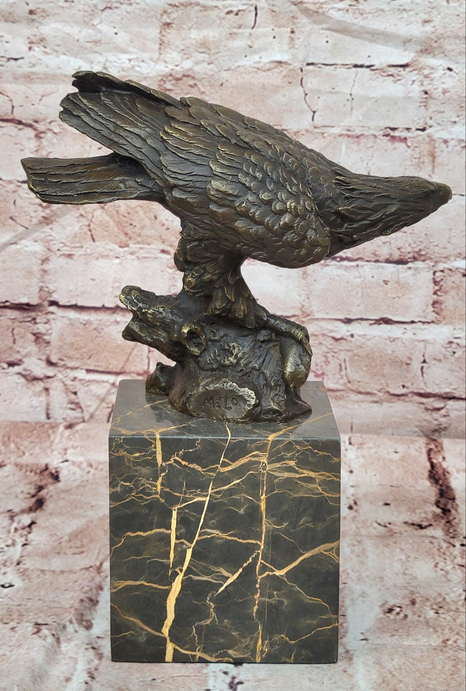 Bronze Sculpture Hand Made Bald Eagle Falcon Wildlife Statue Figure Sale