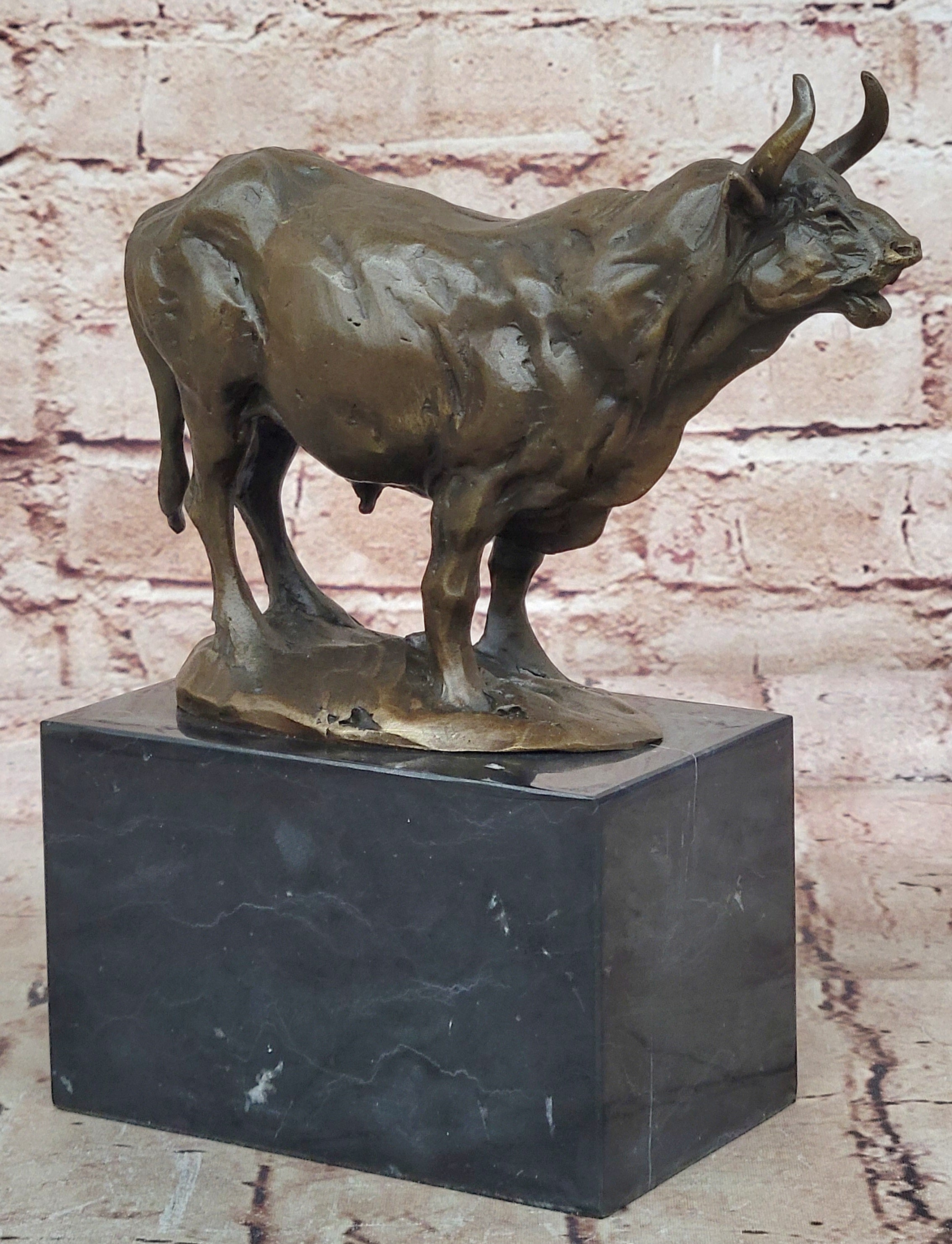 Genuine Milo Bull Bronze Sculpture Hot Cast Fine Art Animal Figurine