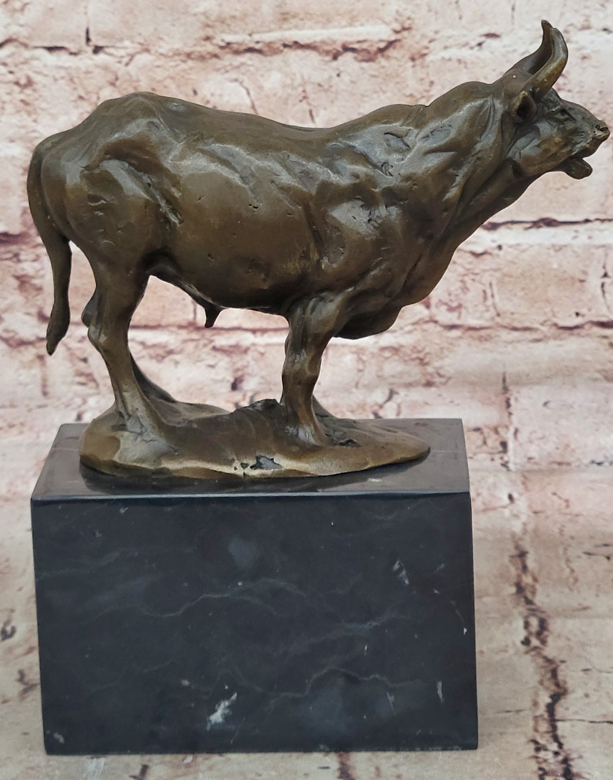 Genuine Milo Bull Bronze Sculpture Hot Cast Fine Art Animal Figurine