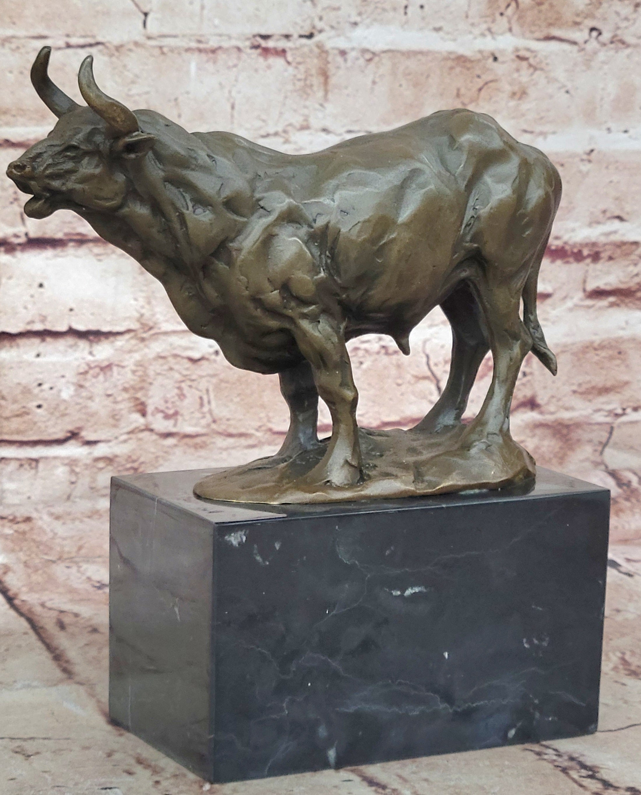 Genuine Milo Bull Bronze Sculpture Hot Cast Fine Art Animal Figurine