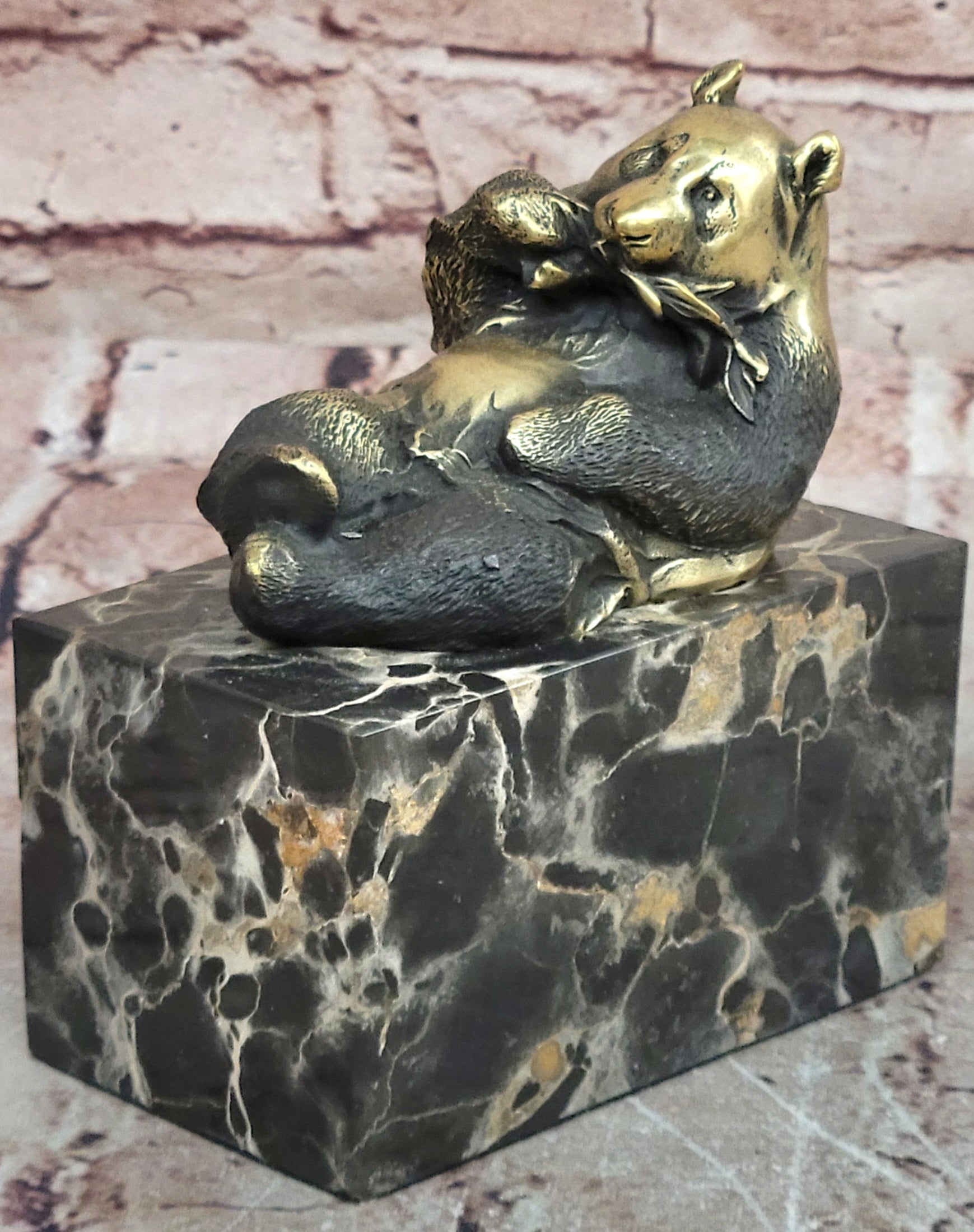 Hand Made Milo Bronze Panda Figurine Hot Cast Realistic Collectible Artwork