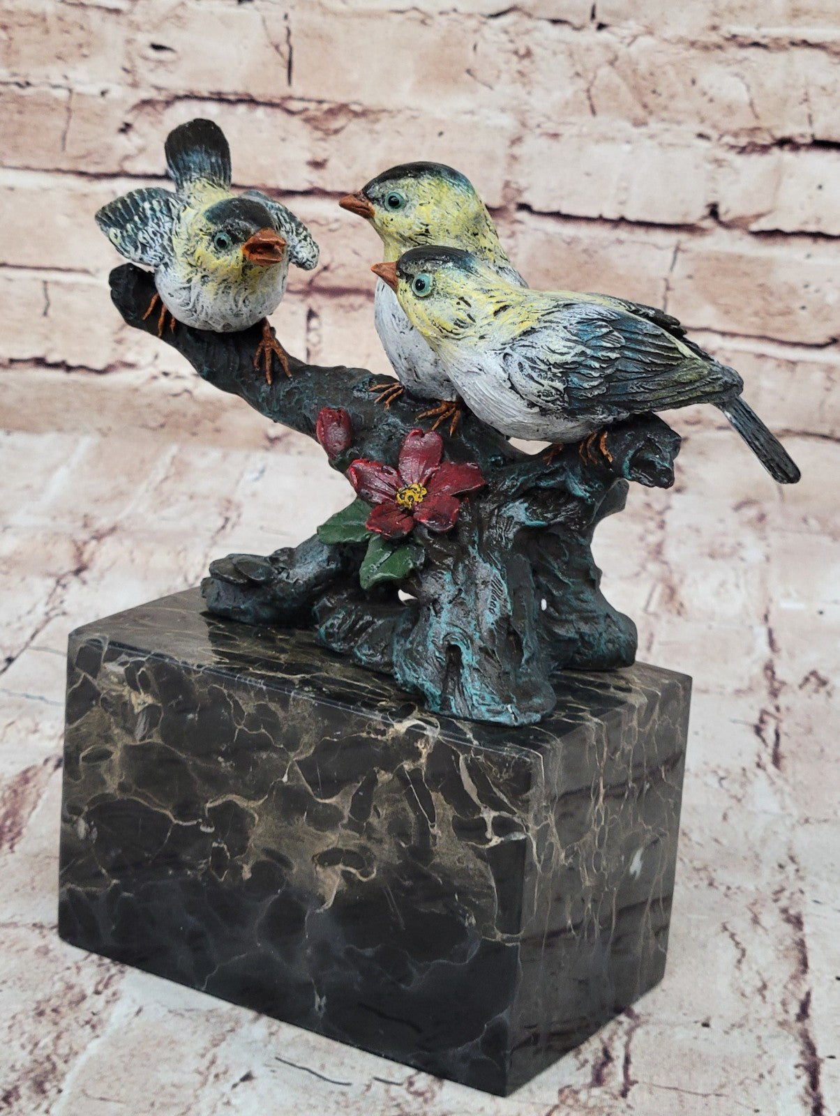 Art Deco Finch Finches Bronze Sculpture Multi Color Patina Bronze Sculpture Sale