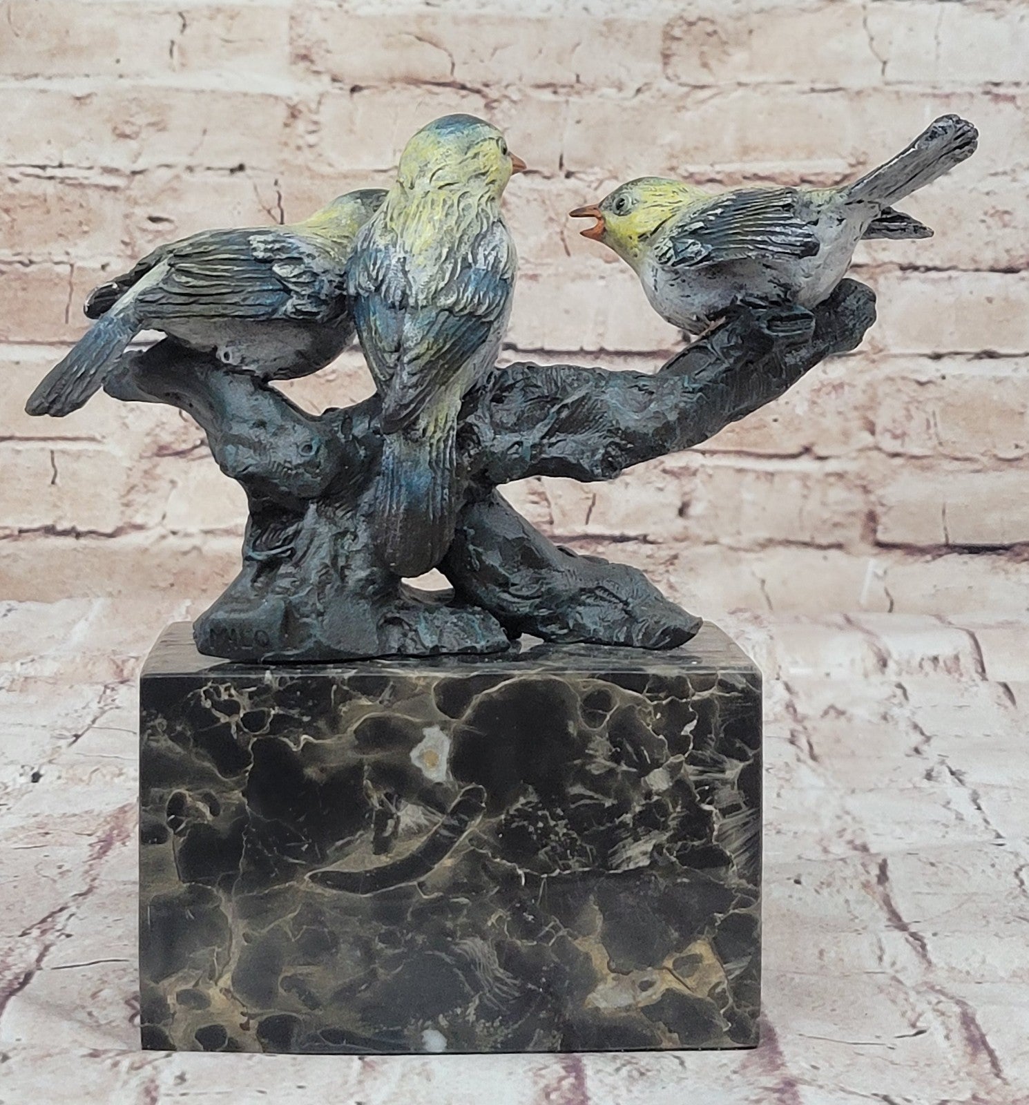 Art Deco Finch Finches Bronze Sculpture Multi Color Patina Bronze Sculpture Sale
