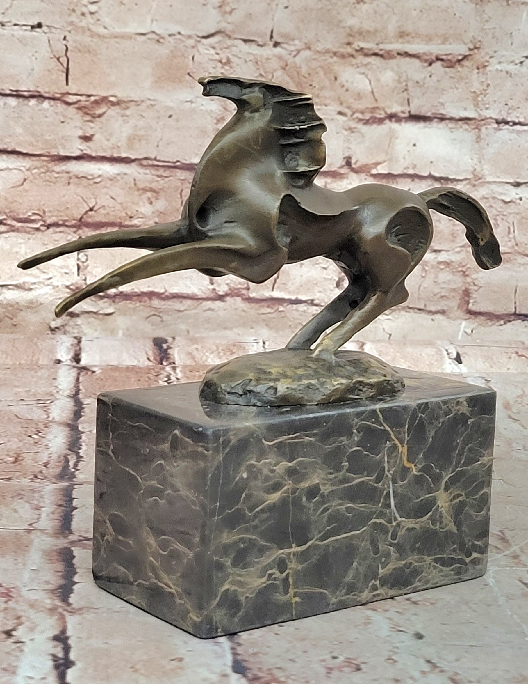 Signed Abstract Modern Art Horse Stallion Bronze Sculpture Decor Hot Cast Figure