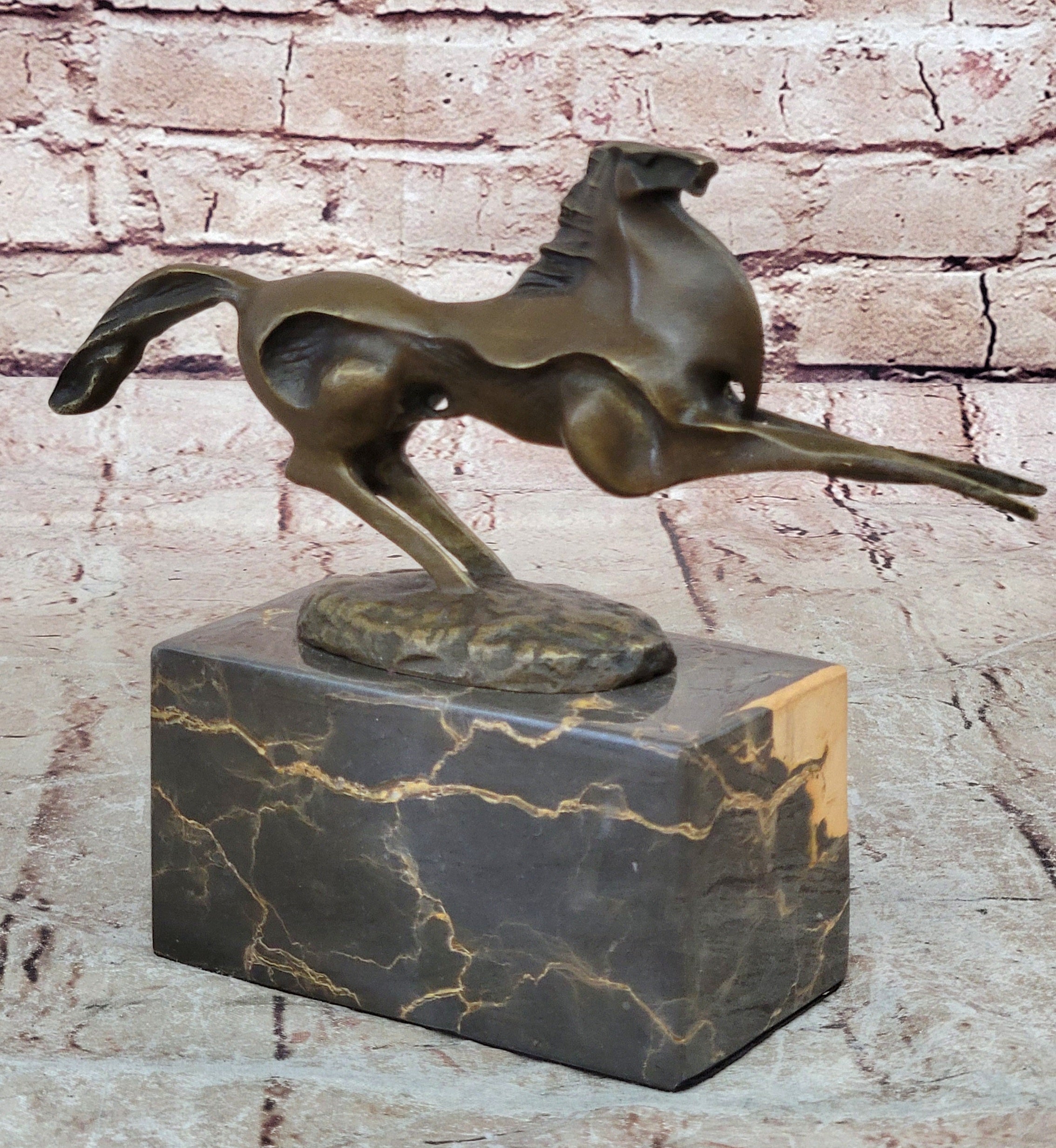 Signed Abstract Modern Art Horse Stallion Bronze Sculpture Decor Hot Cast Figure