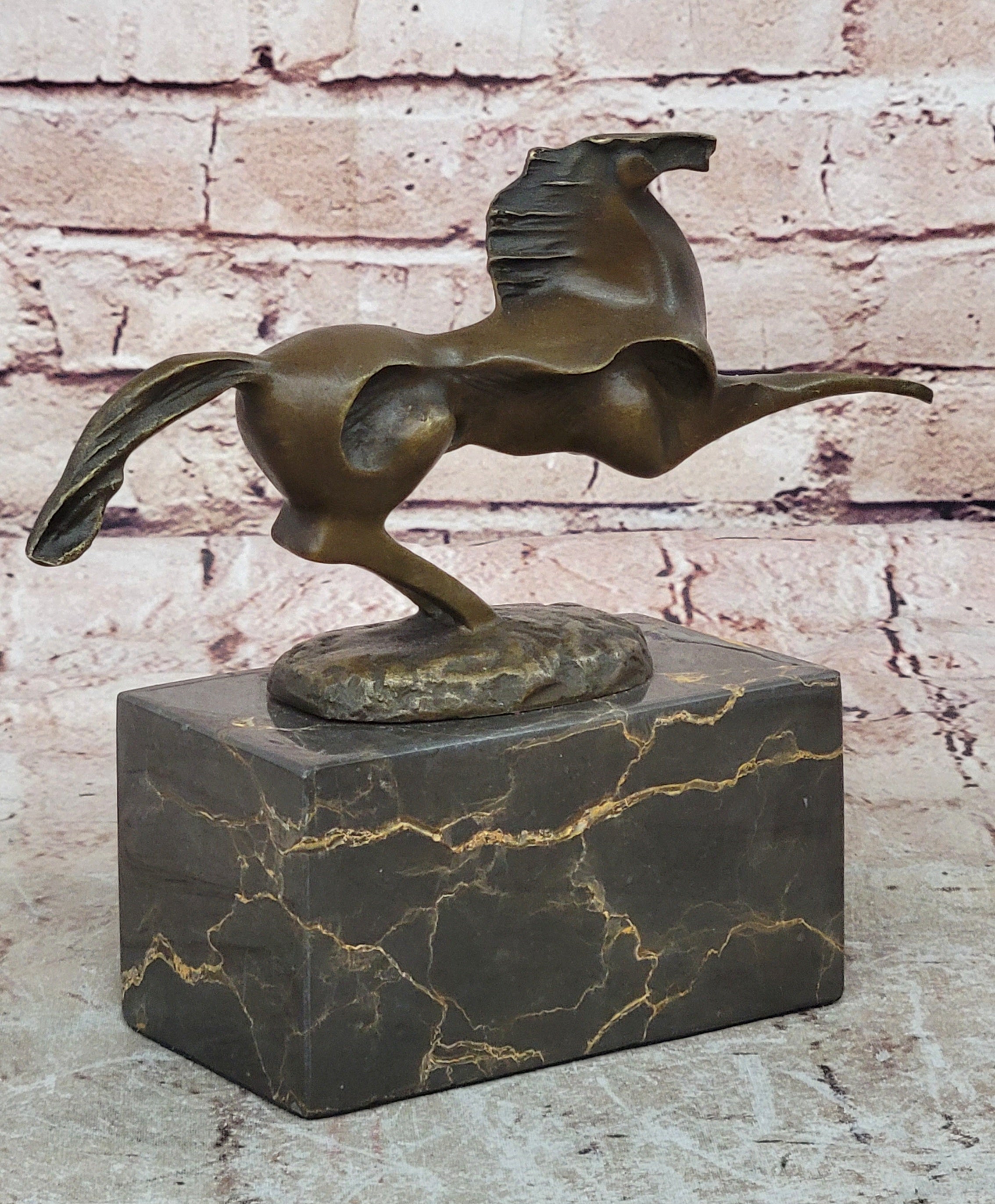 Signed Abstract Modern Art Horse Stallion Bronze Sculpture Decor Hot Cast Figure