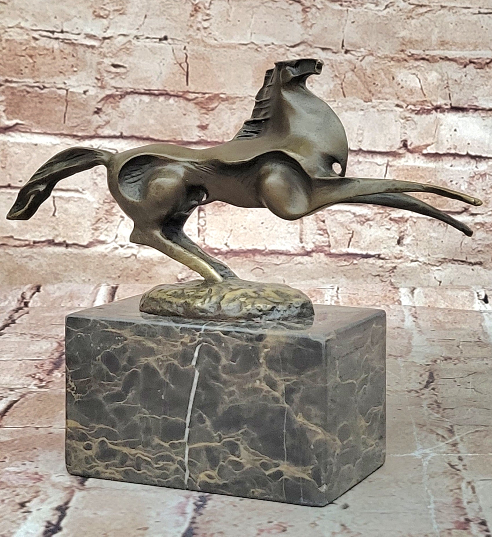 Signed Abstract Modern Art Horse Stallion Bronze Sculpture Decor Hot Cast Figure