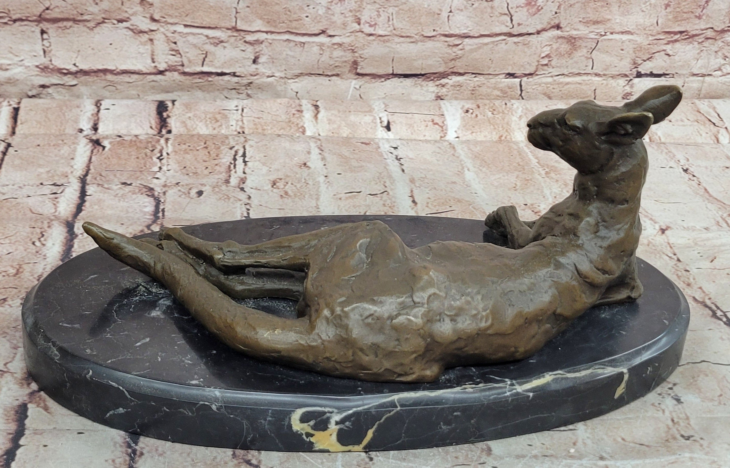 Premium Bronze Kangaroo Statue Signed Cesaro Modern Wildlife Artwork